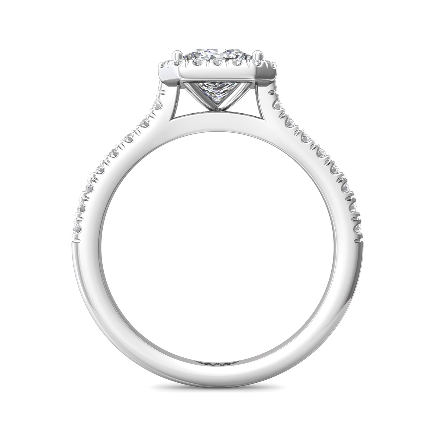 14K White Gold Asscher Cut Diamond Engagement Ring