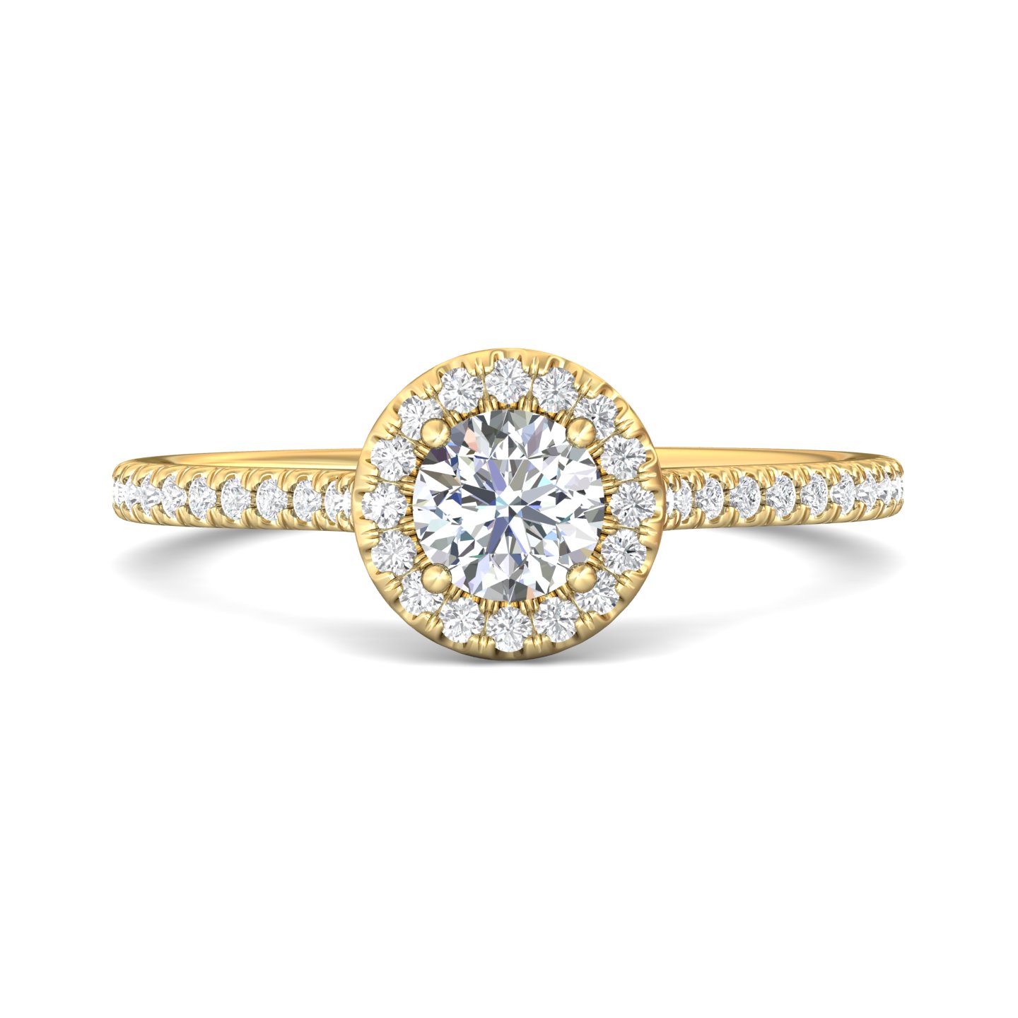 14K Yellow Gold Round Diamond Engagement Ring