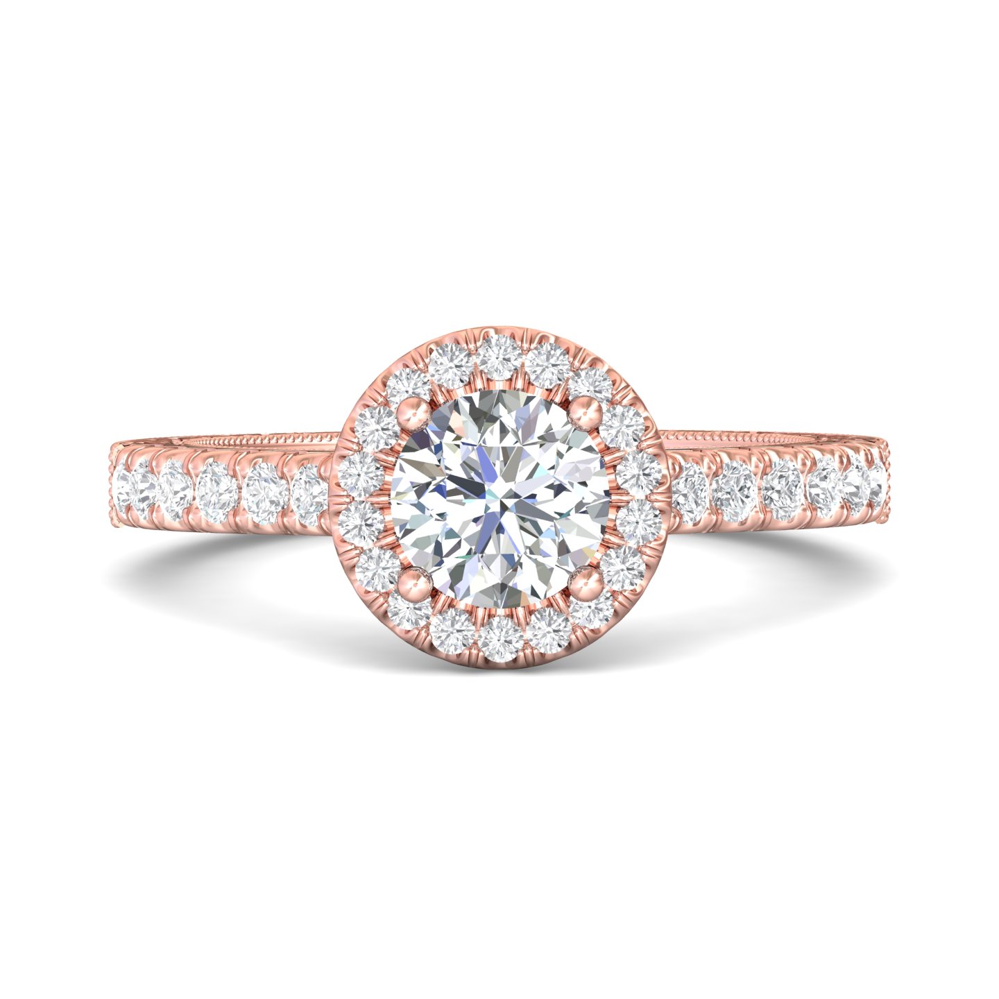 14k rose and white gold round diamond engagement ring