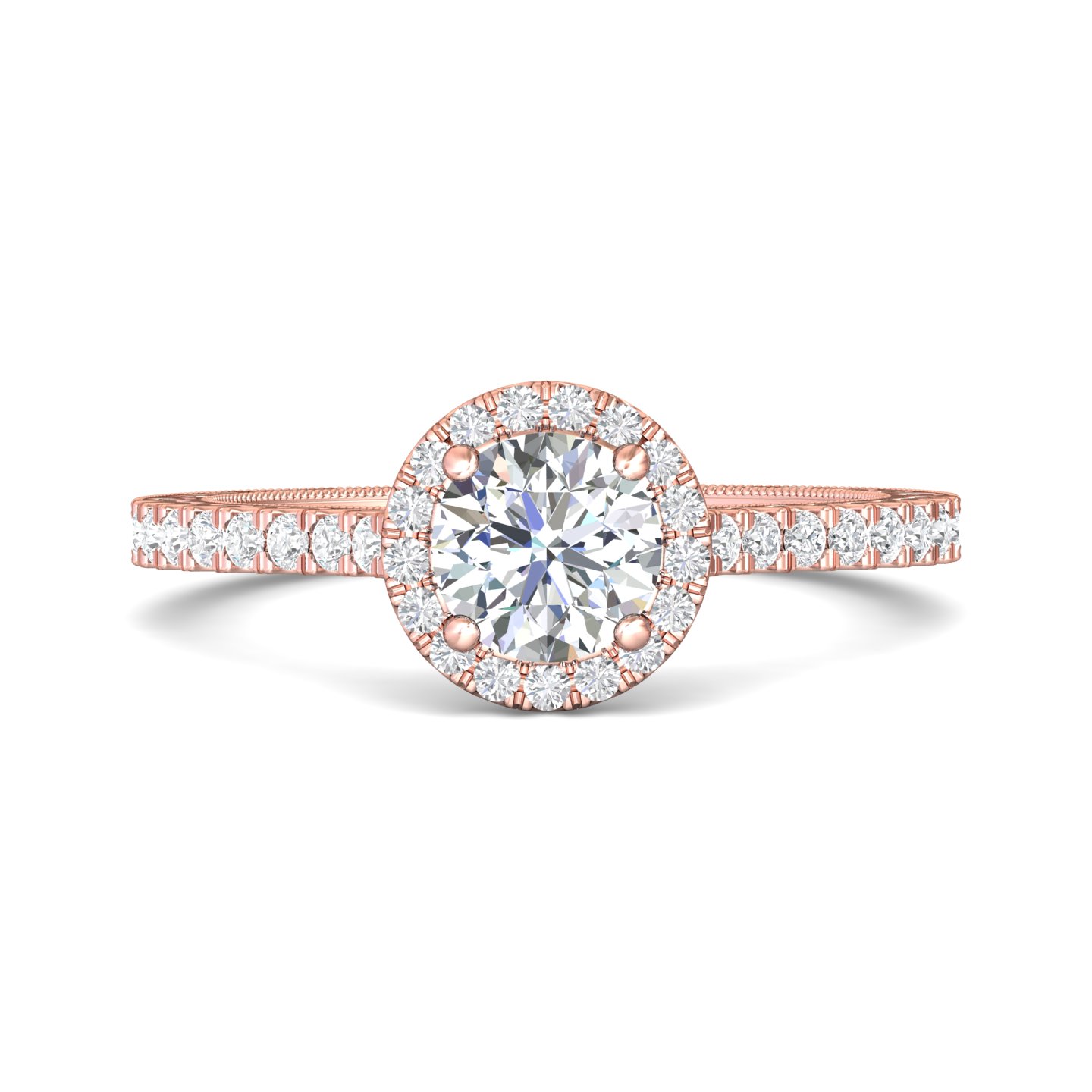 18K Rose Gold Round Diamond Engagement Ring