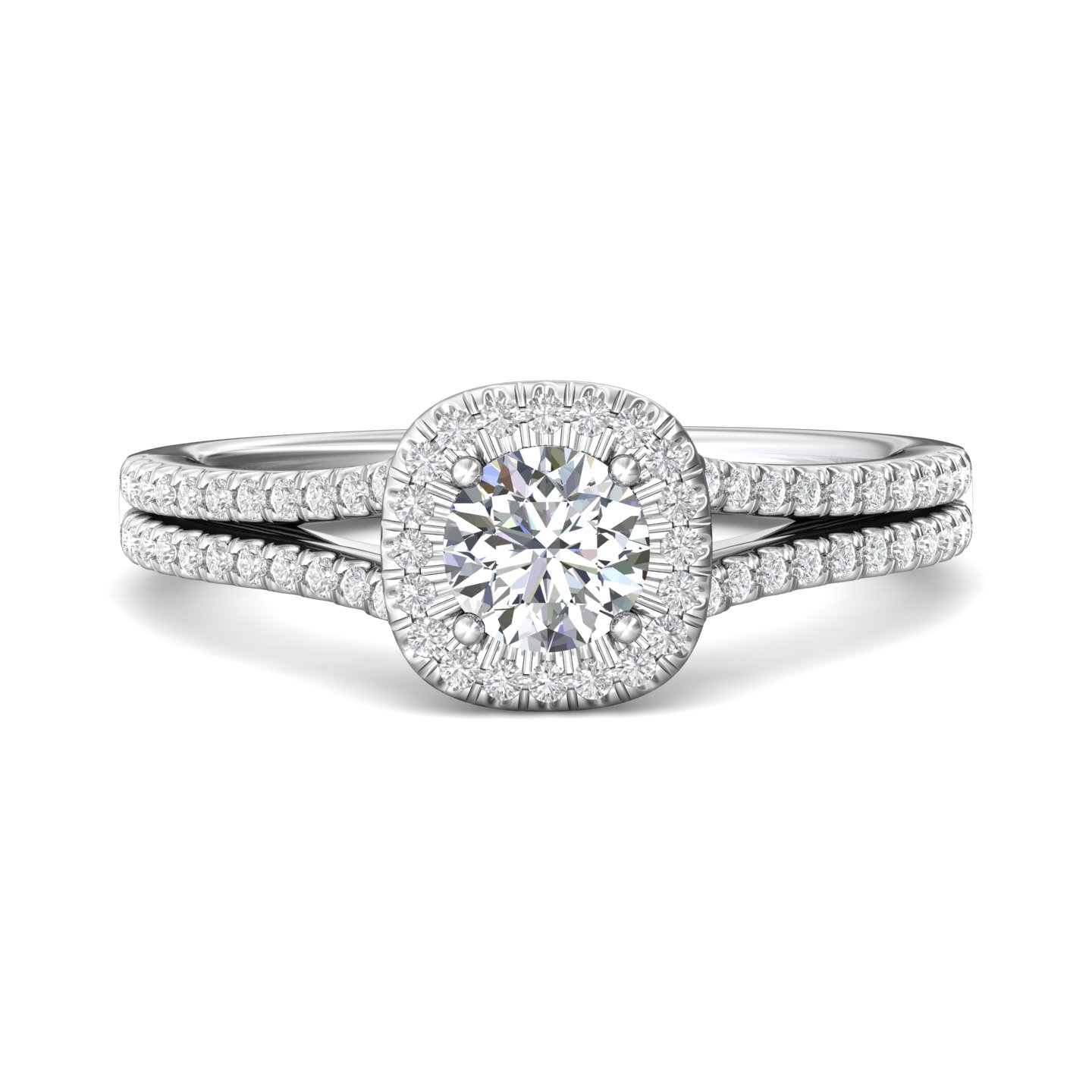  Platinum Cushion Diamond Engagement Ring