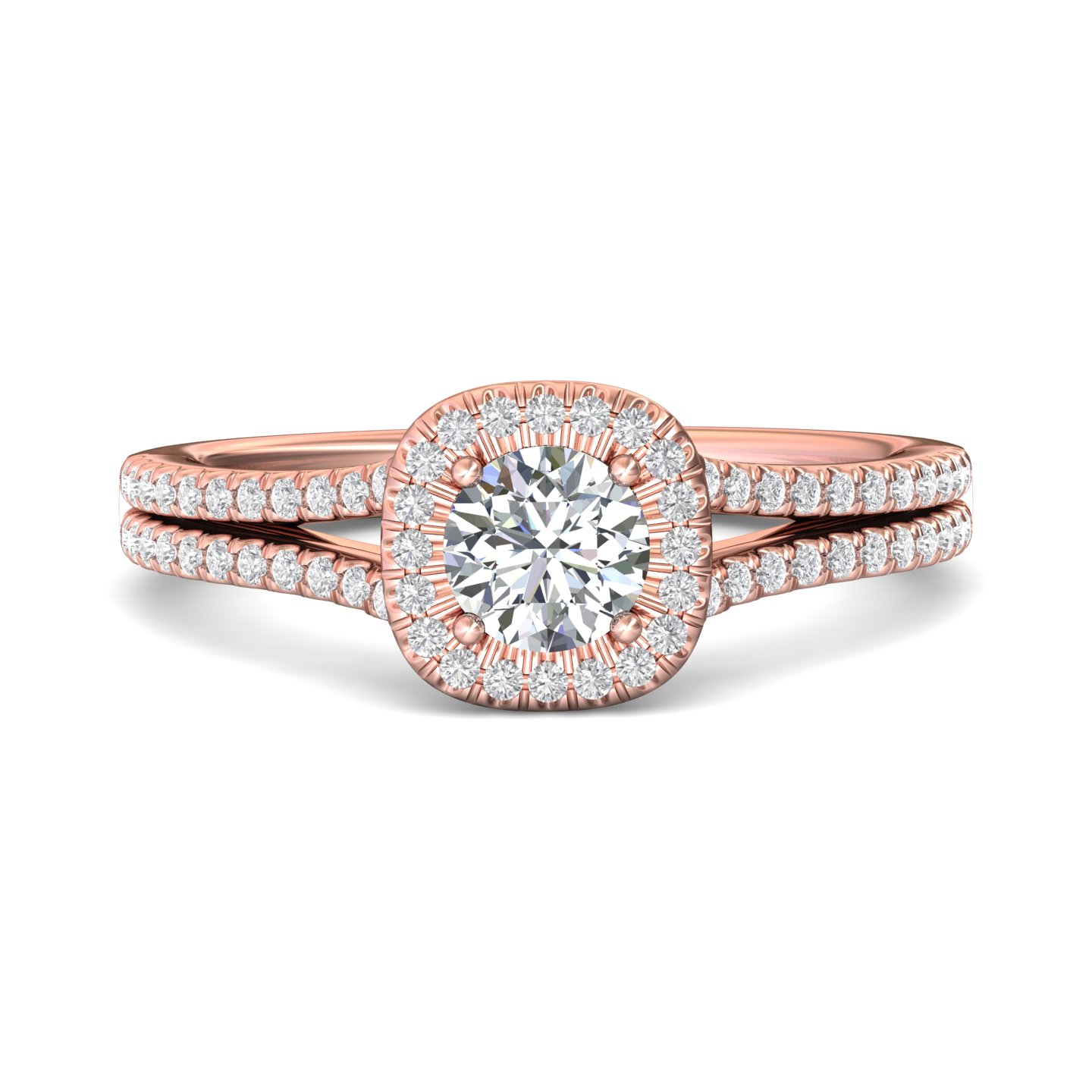 14K Rose Gold Cushion Diamond Engagement Ring