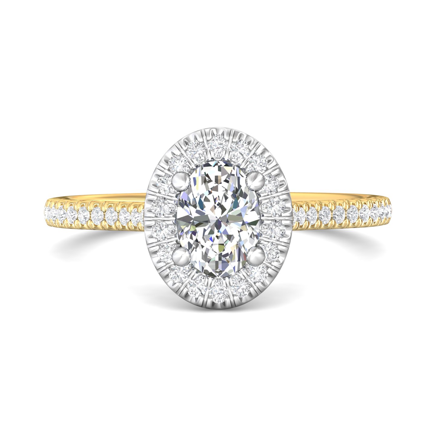 14K Yellow and White Gold Oval Diamond Engagement Ring
