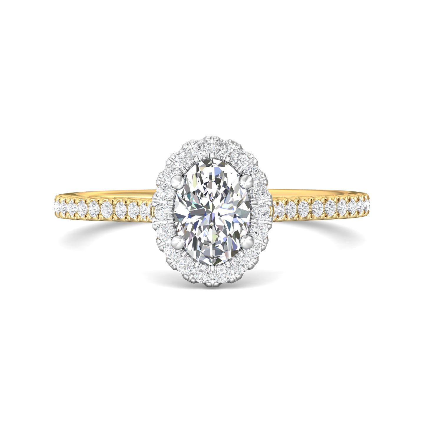 14K Yellow and White Gold Oval Diamond Engagement Ring