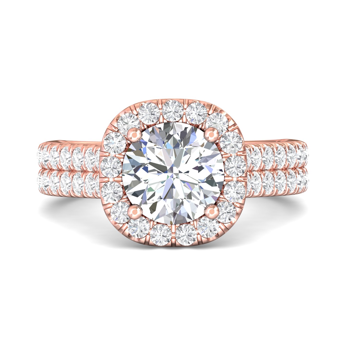 18K Rose Gold Cushion Diamond Engagement Ring