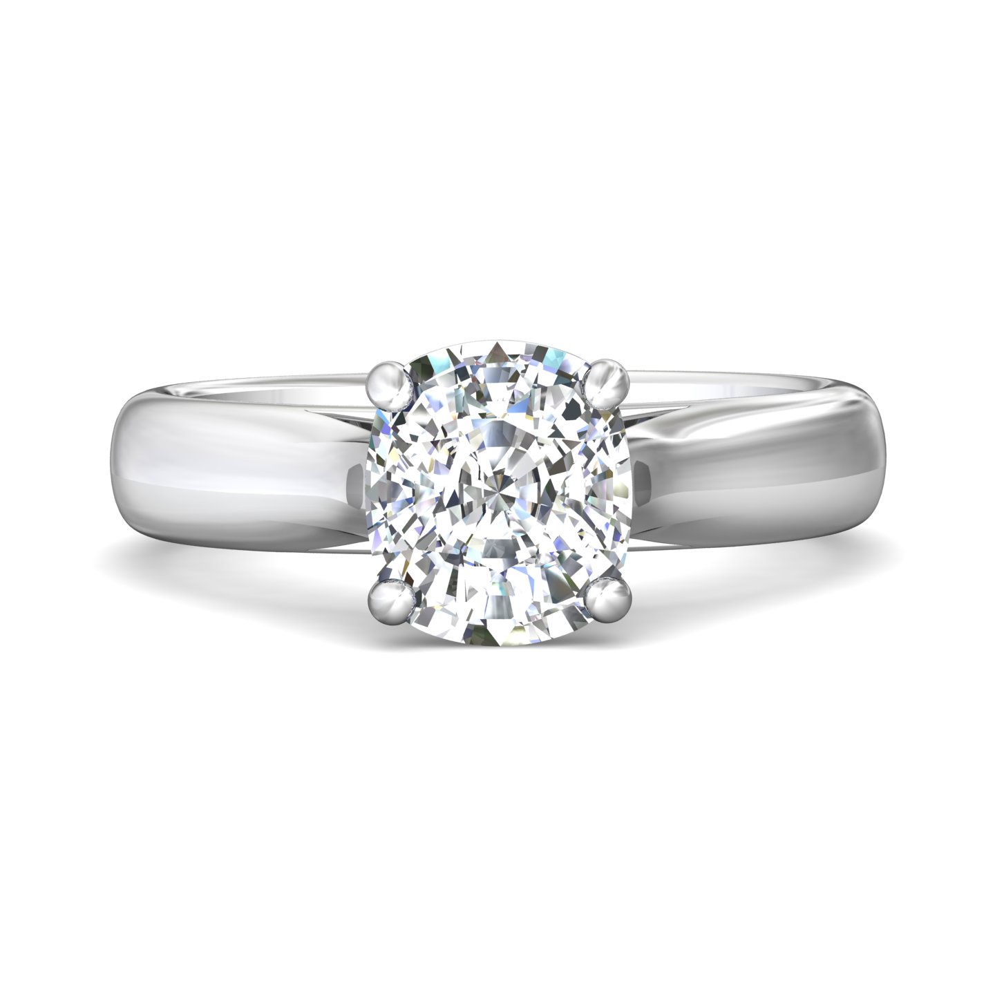 14K White Gold Cushion Diamond Engagement Ring