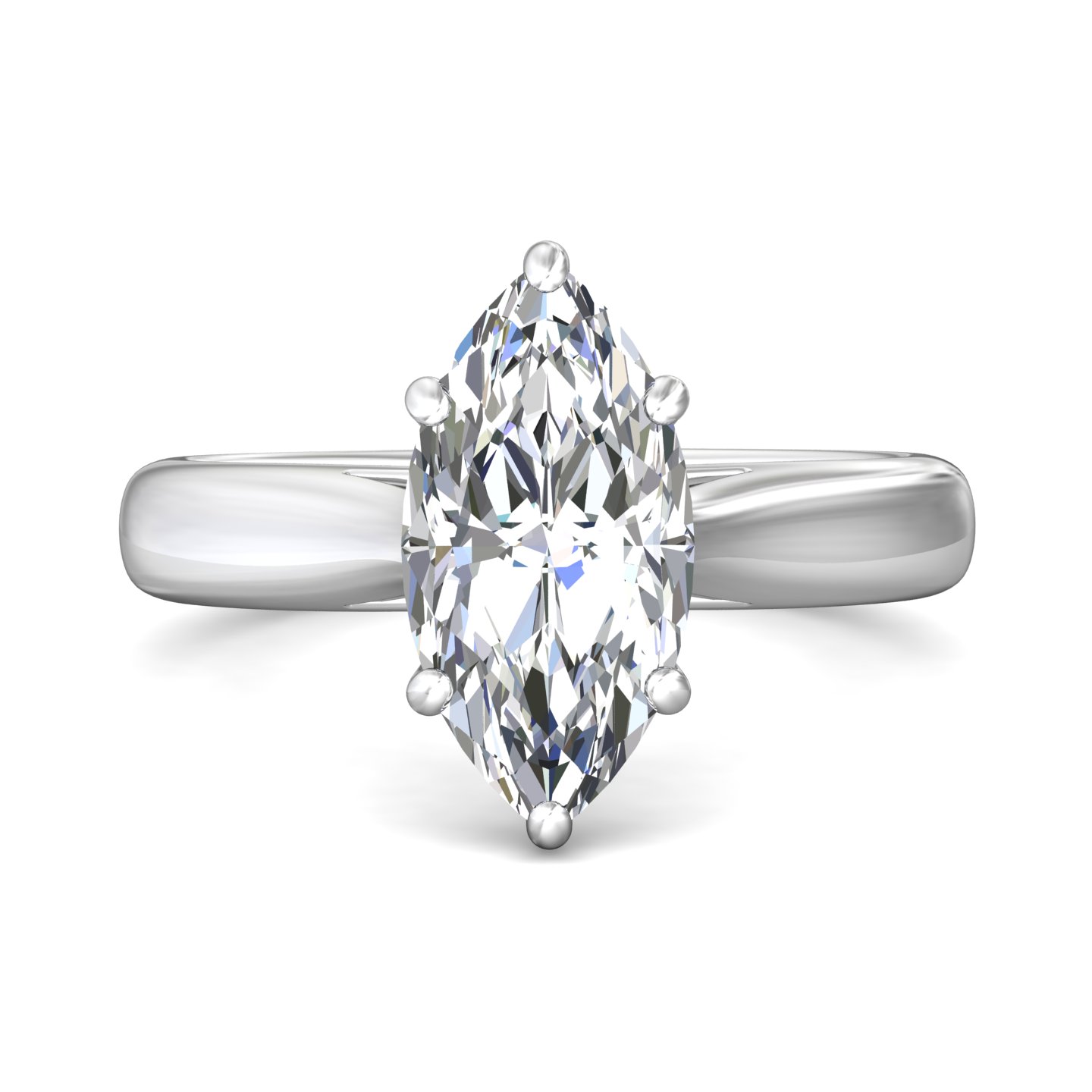 14K White Gold Marquise Diamond Engagement Ring