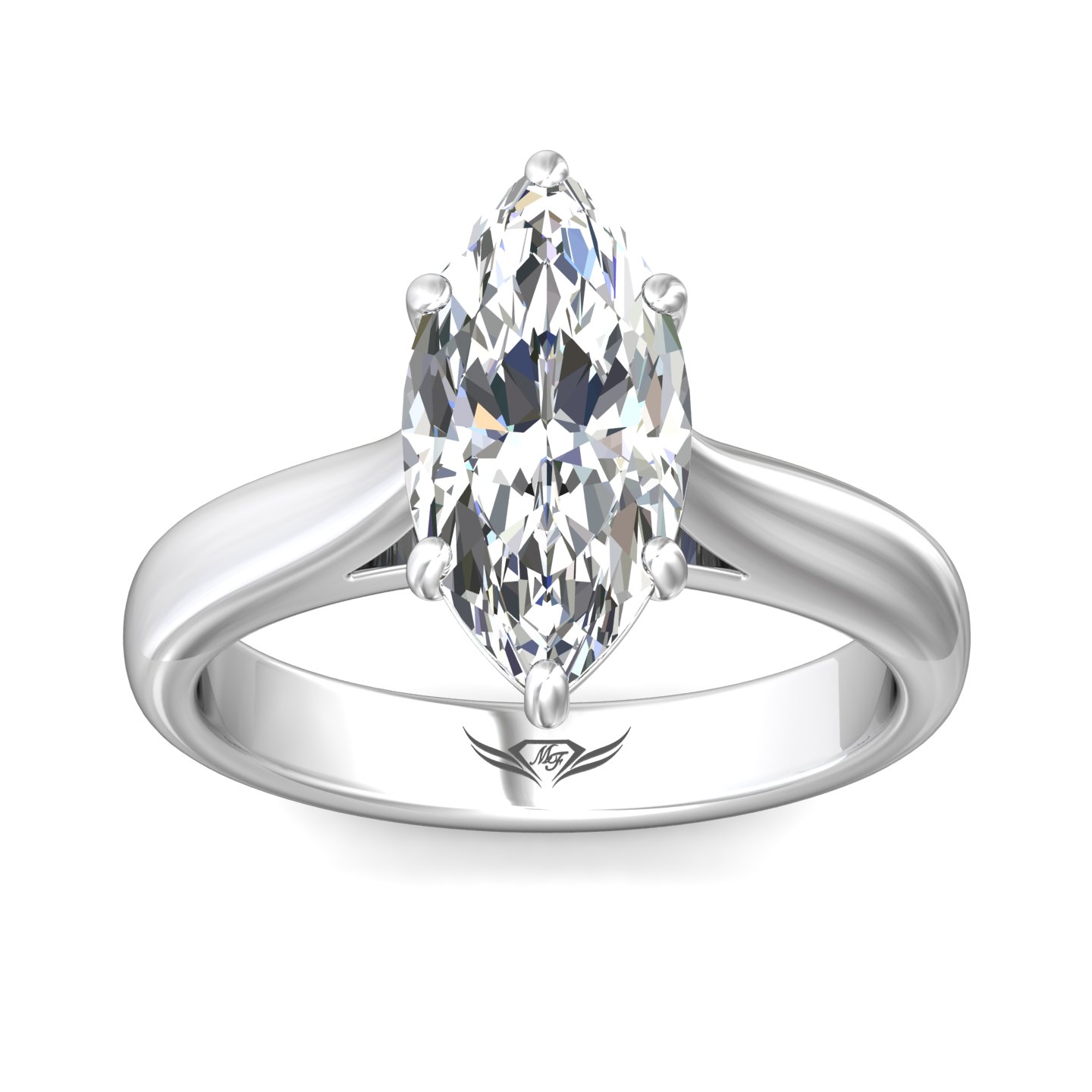 14K White Gold Marquise Diamond Engagement Ring