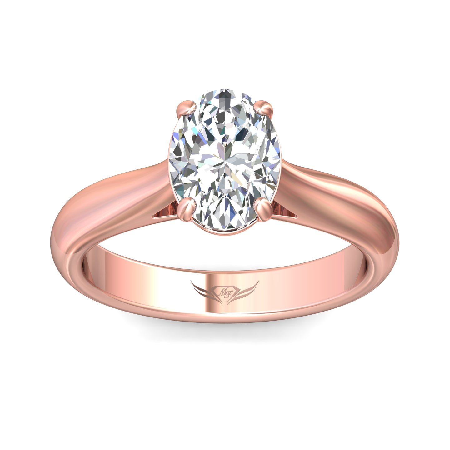 14K Rose Gold Oval Diamond Engagement Ring