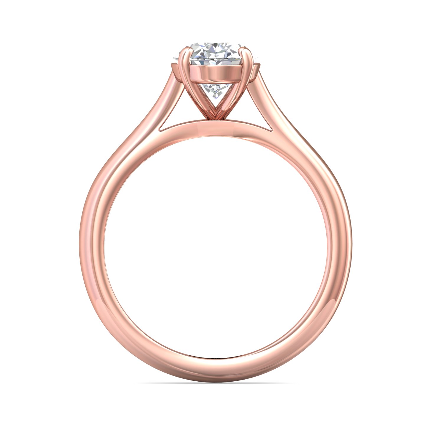 14K Rose Gold Oval Diamond Engagement Ring