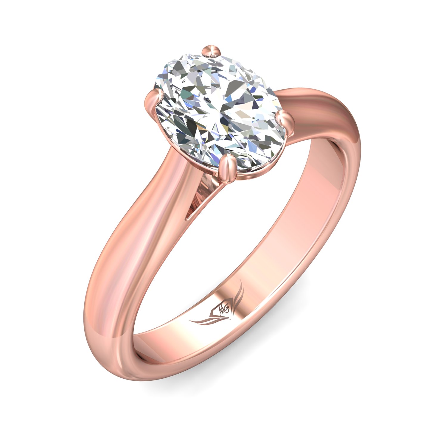 14K Rose Gold Oval Diamond Engagement Ring