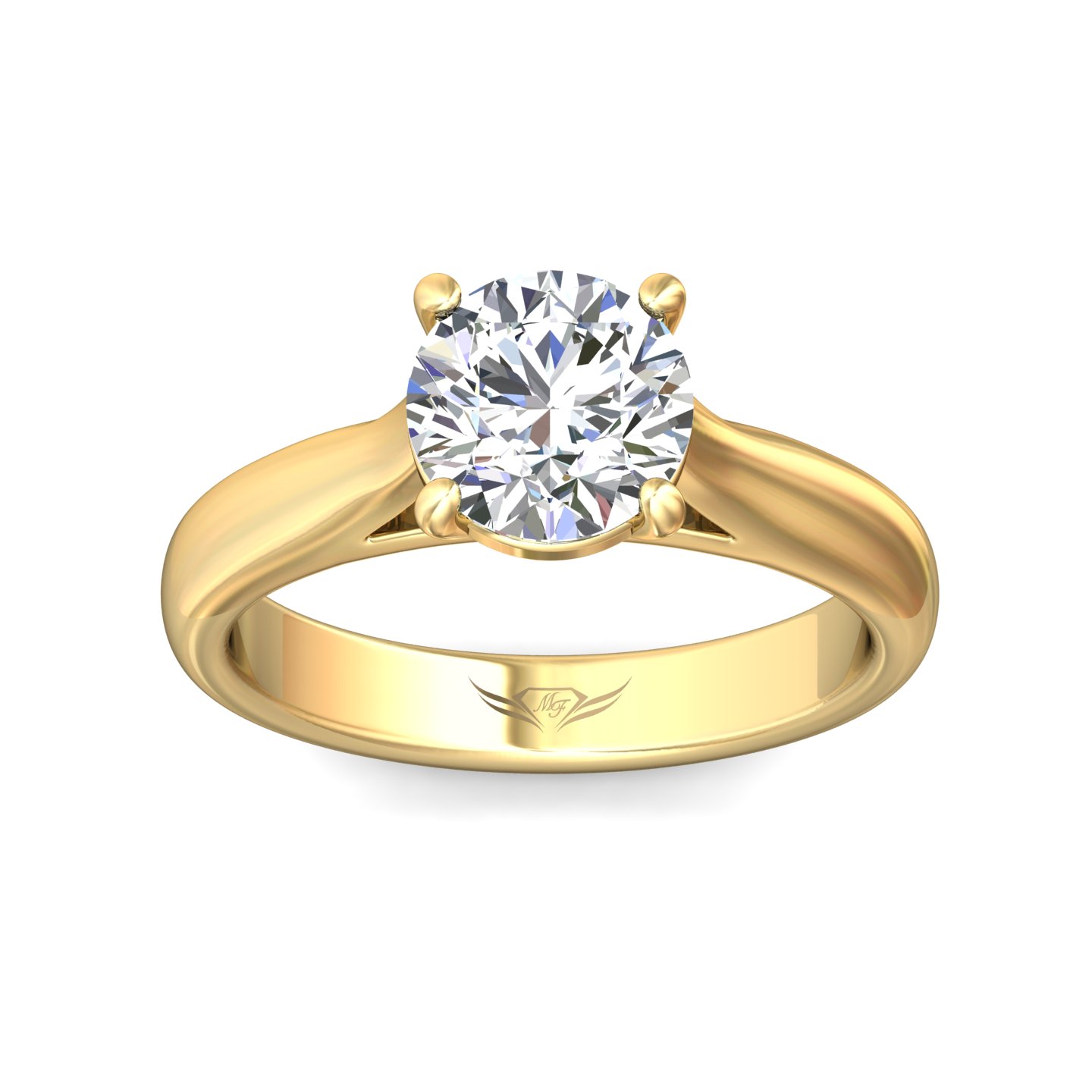 14K Yellow Gold Round Diamond Engagement Ring
