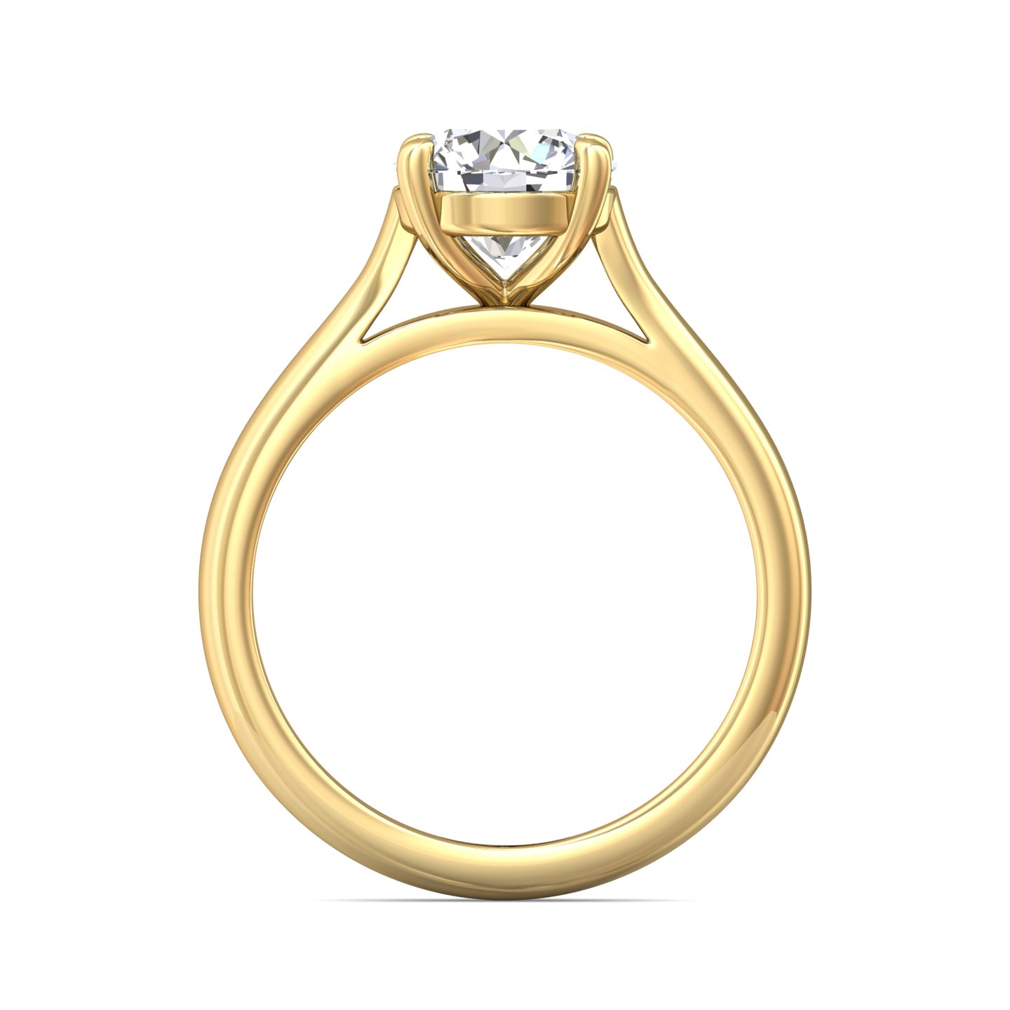 14K Yellow Gold Round Diamond Engagement Ring