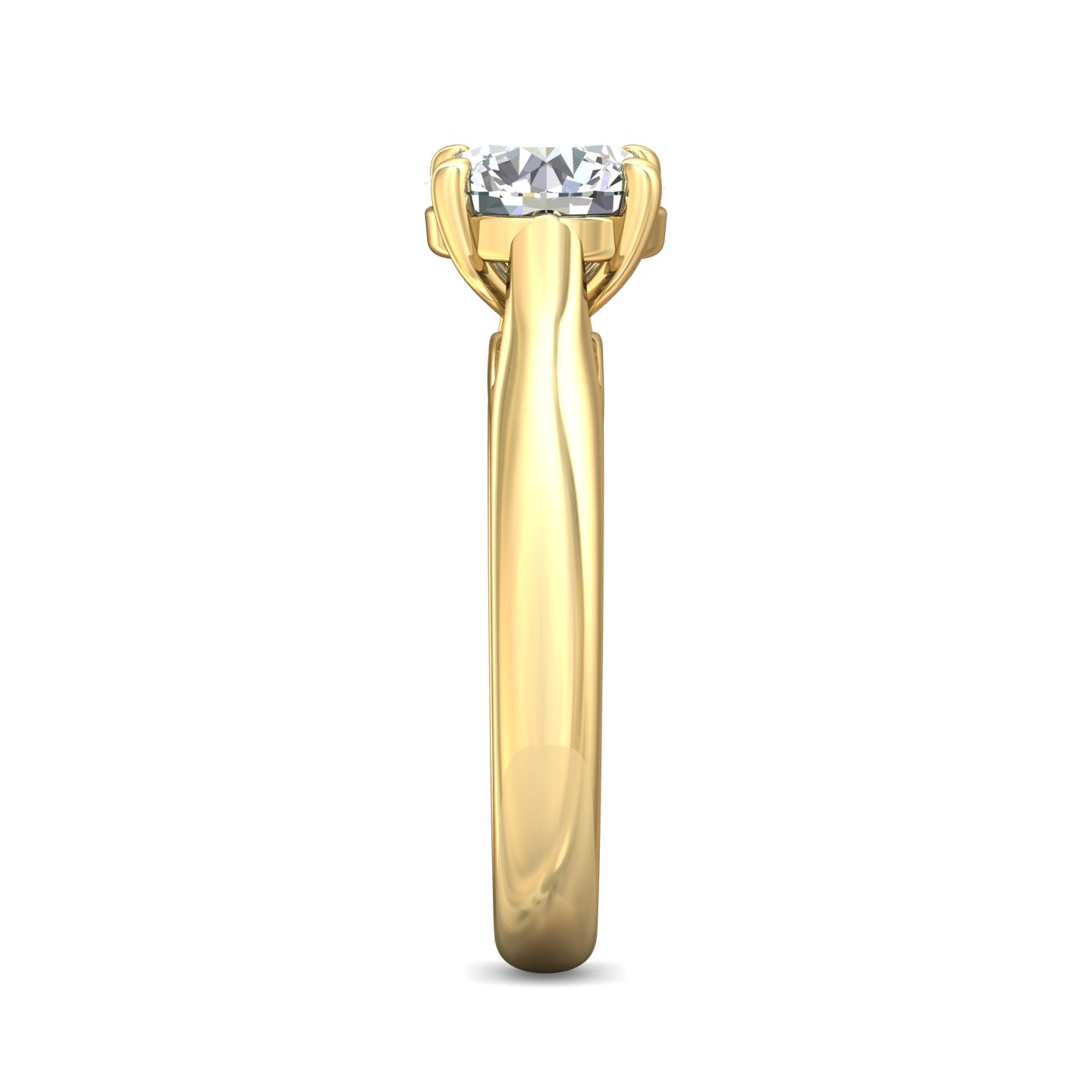 14K Yellow Gold Round Diamond Engagement Ring
