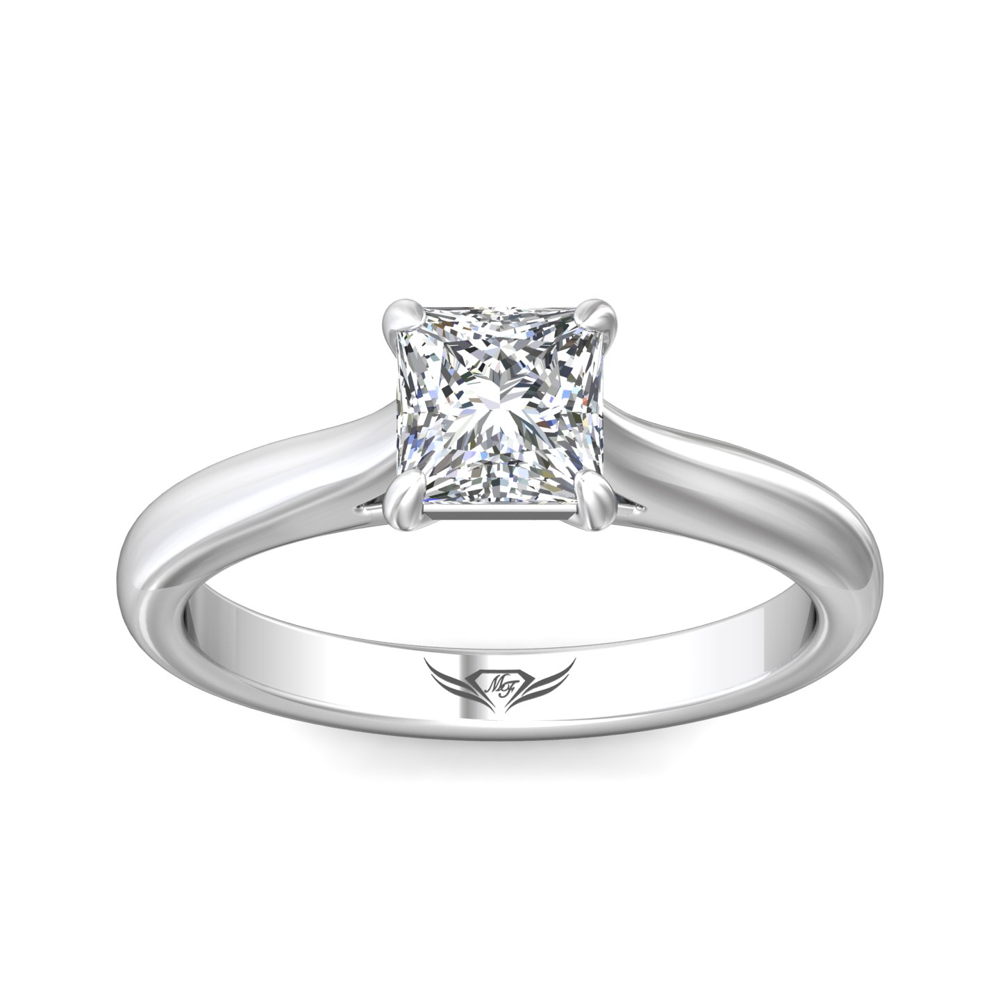 14K White Gold Princess Diamond Engagement Ring
