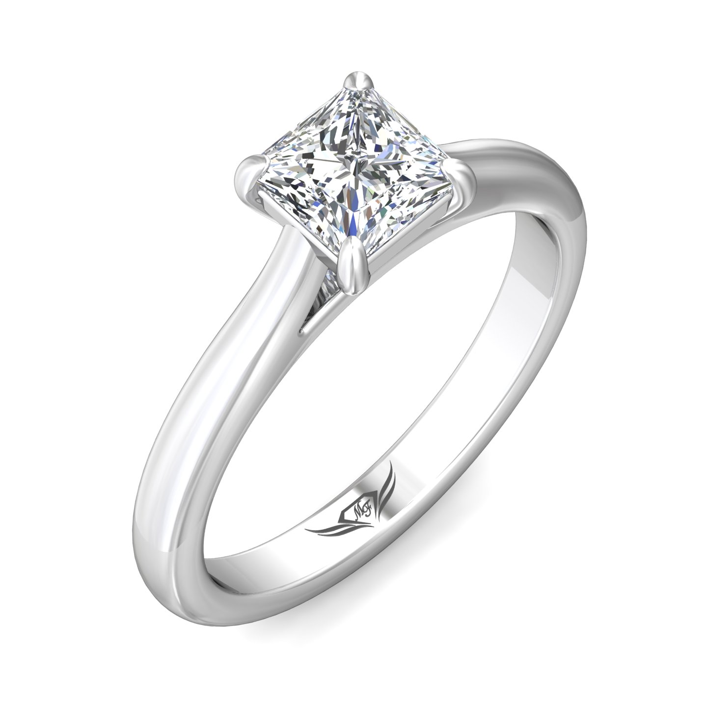 14K White Gold Princess Diamond Engagement Ring