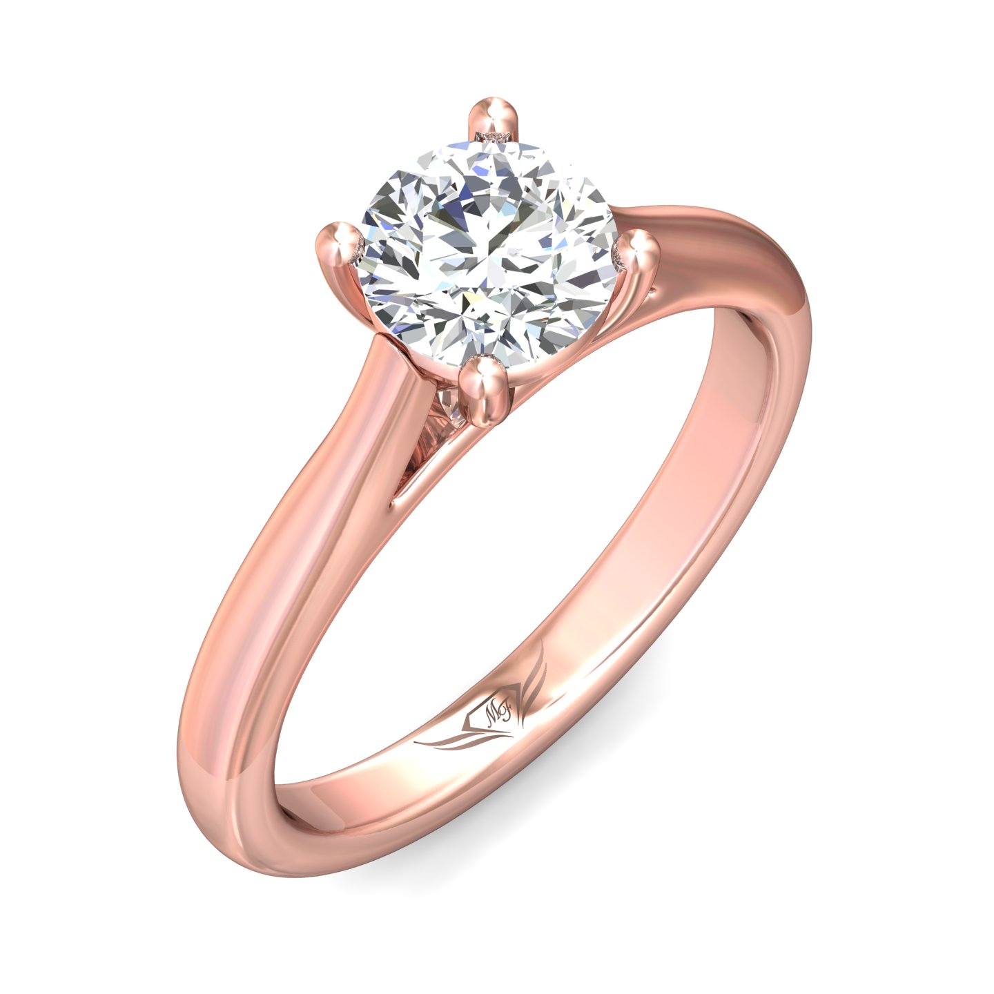 14K Rose Gold Round Diamond Engagement Ring