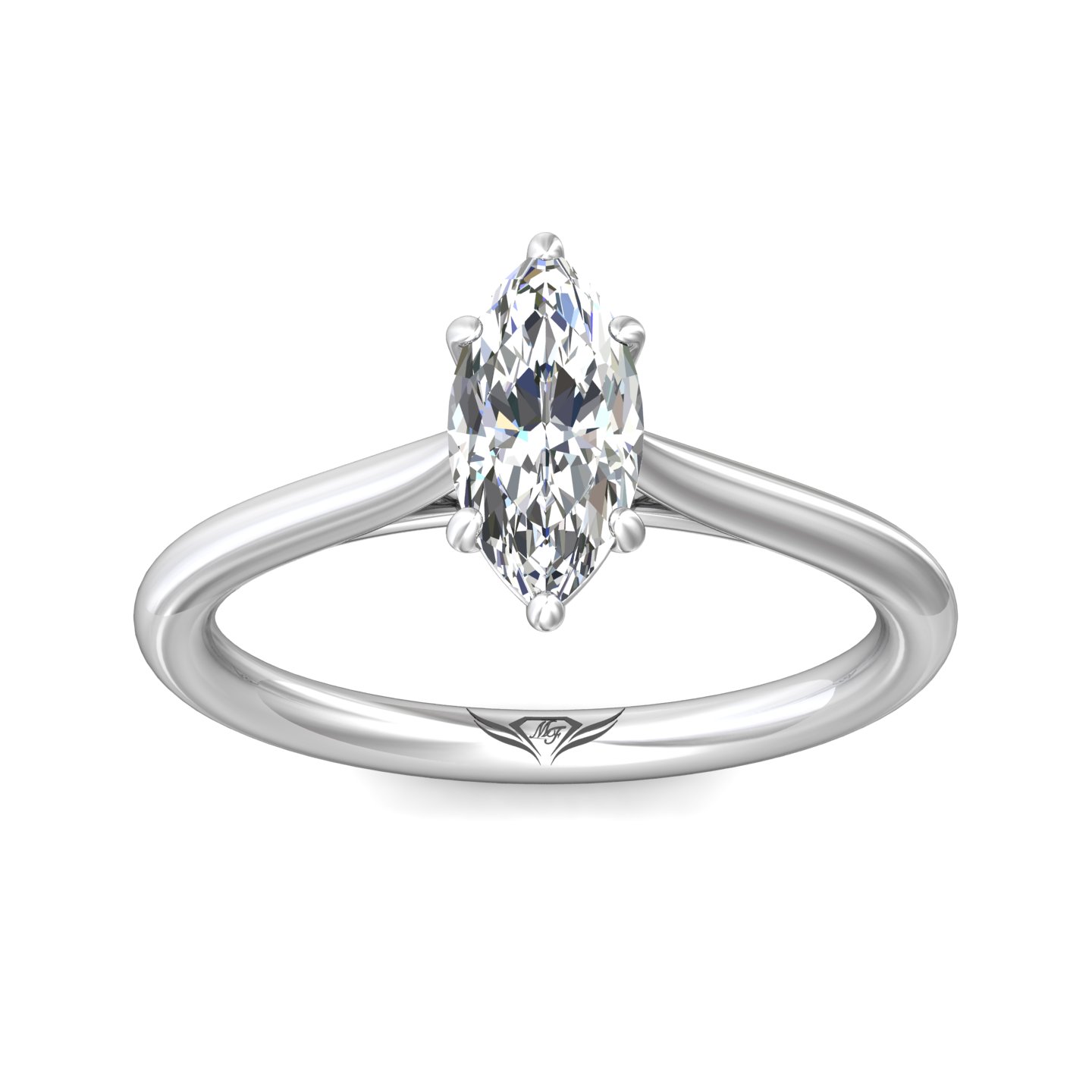 14K White Gold Marquise Diamond Engagement Ring
