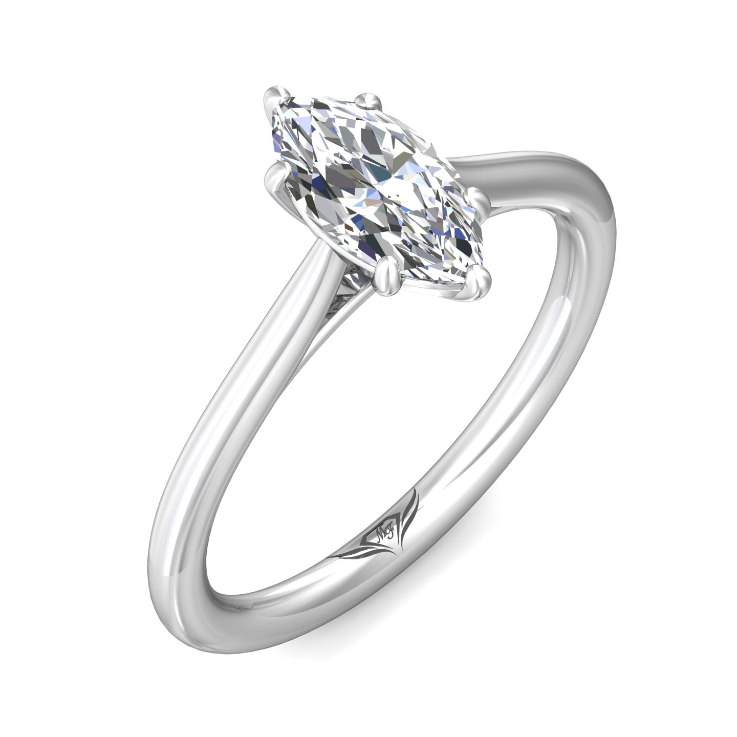 14K White Gold Marquise Diamond Engagement Ring