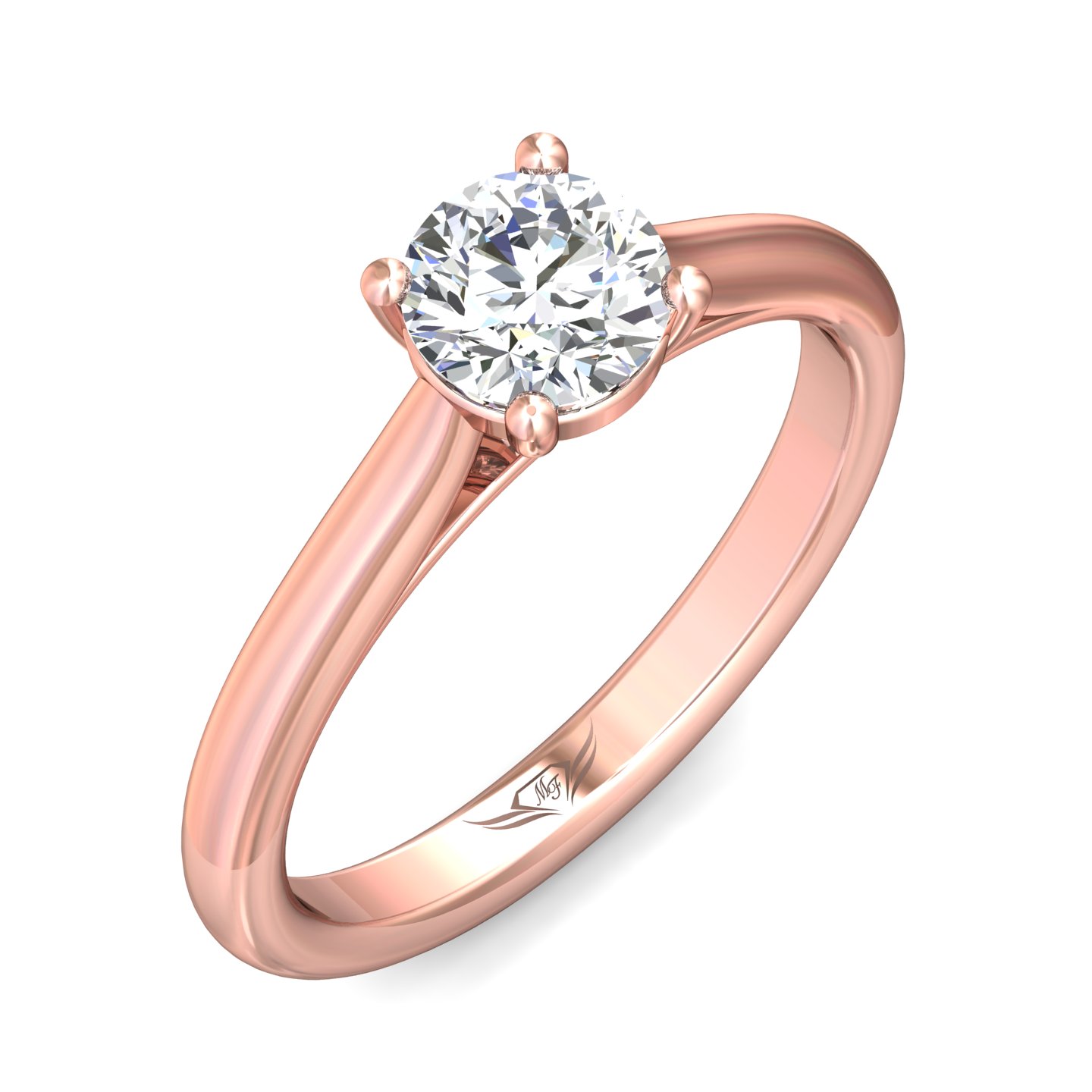 14K Rose Gold Round Diamond Engagement Ring