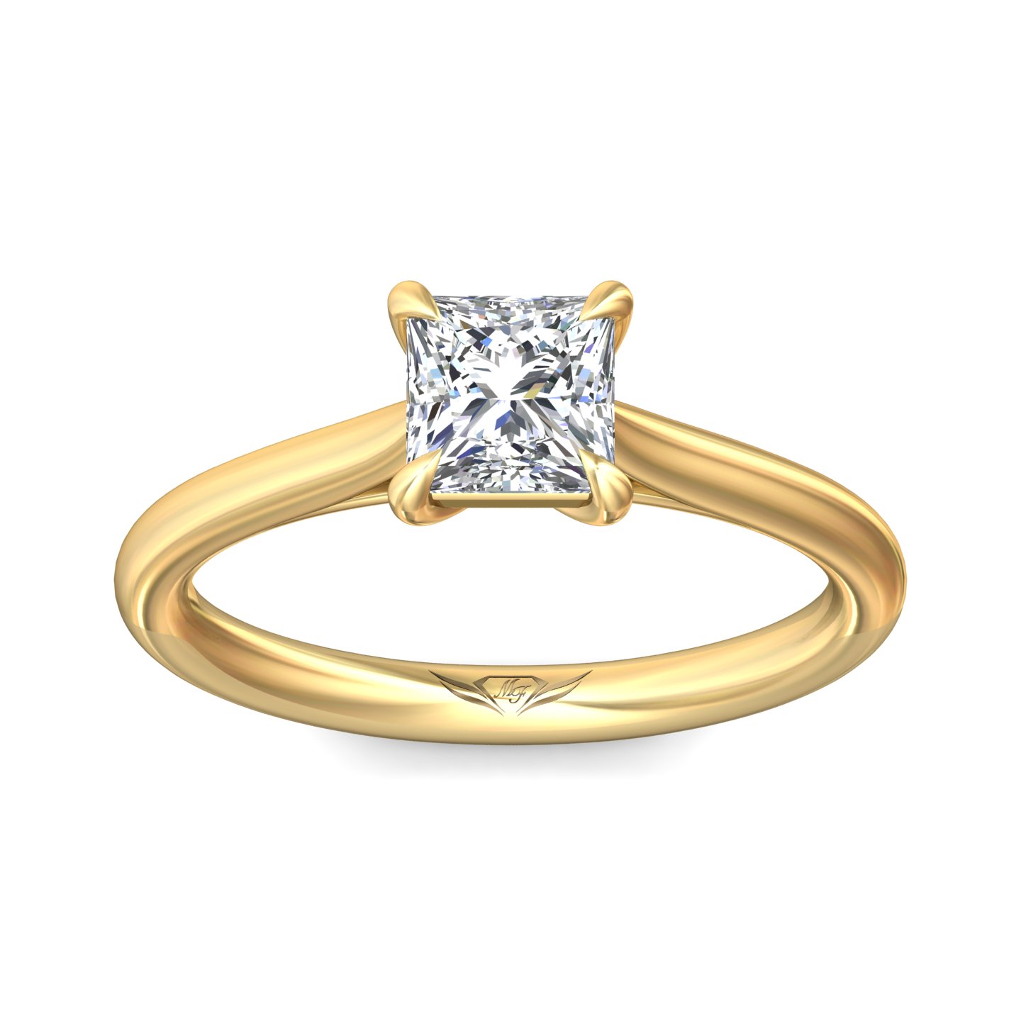 14K Yellow Gold Princess Diamond Engagement Ring