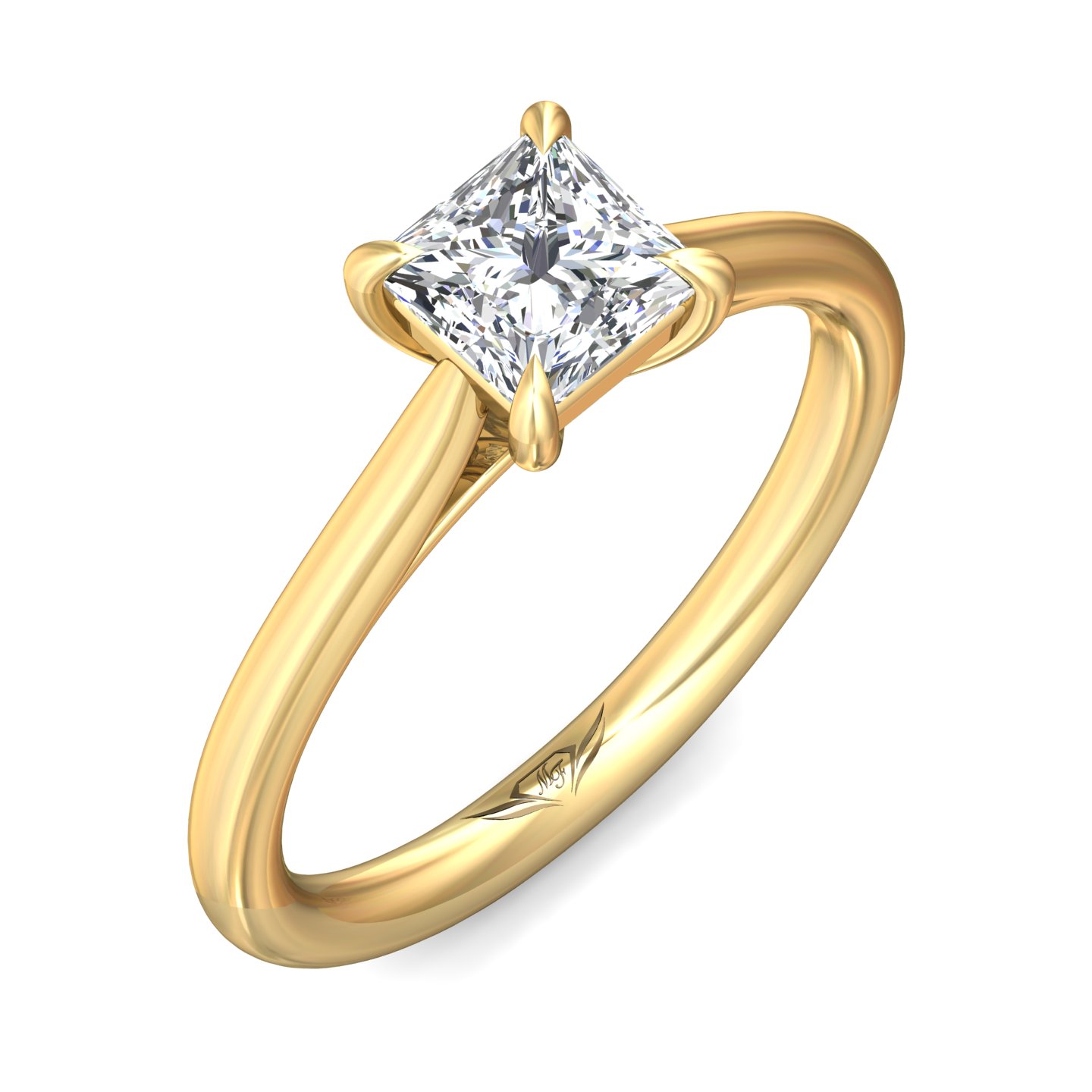 14K Yellow Gold Princess Diamond Engagement Ring