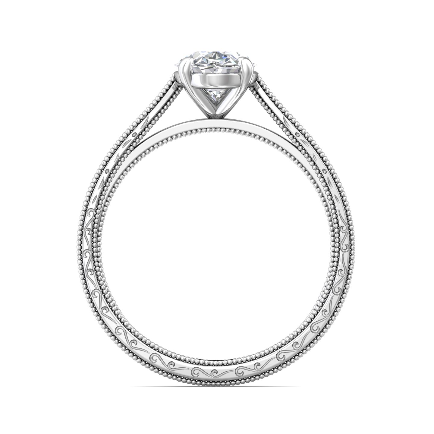 14K White Gold Oval Diamond Engagement Ring