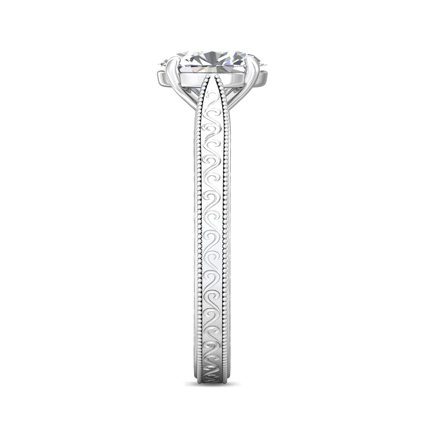 14K White Gold Oval Diamond Engagement Ring