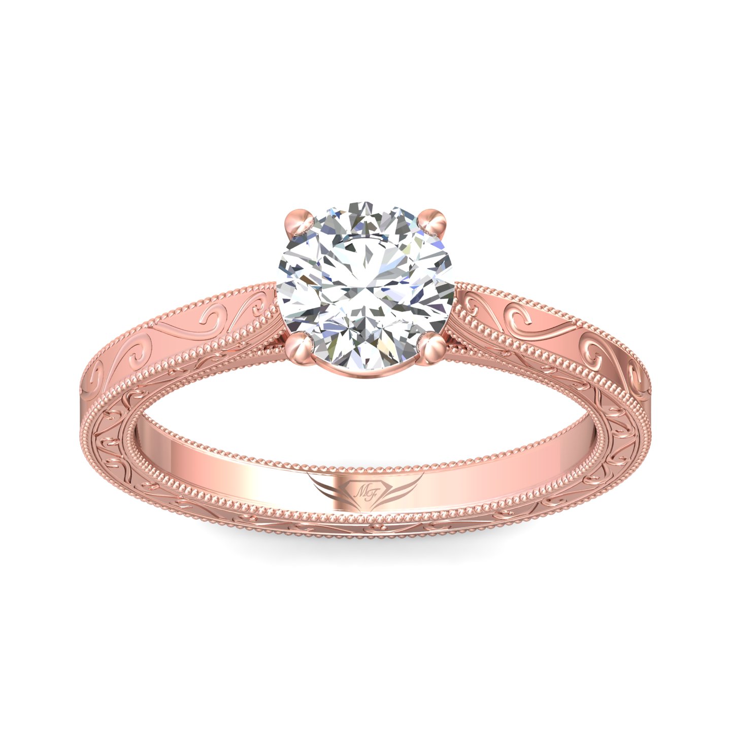 14K Rose Gold Round Diamond Engagement Ring