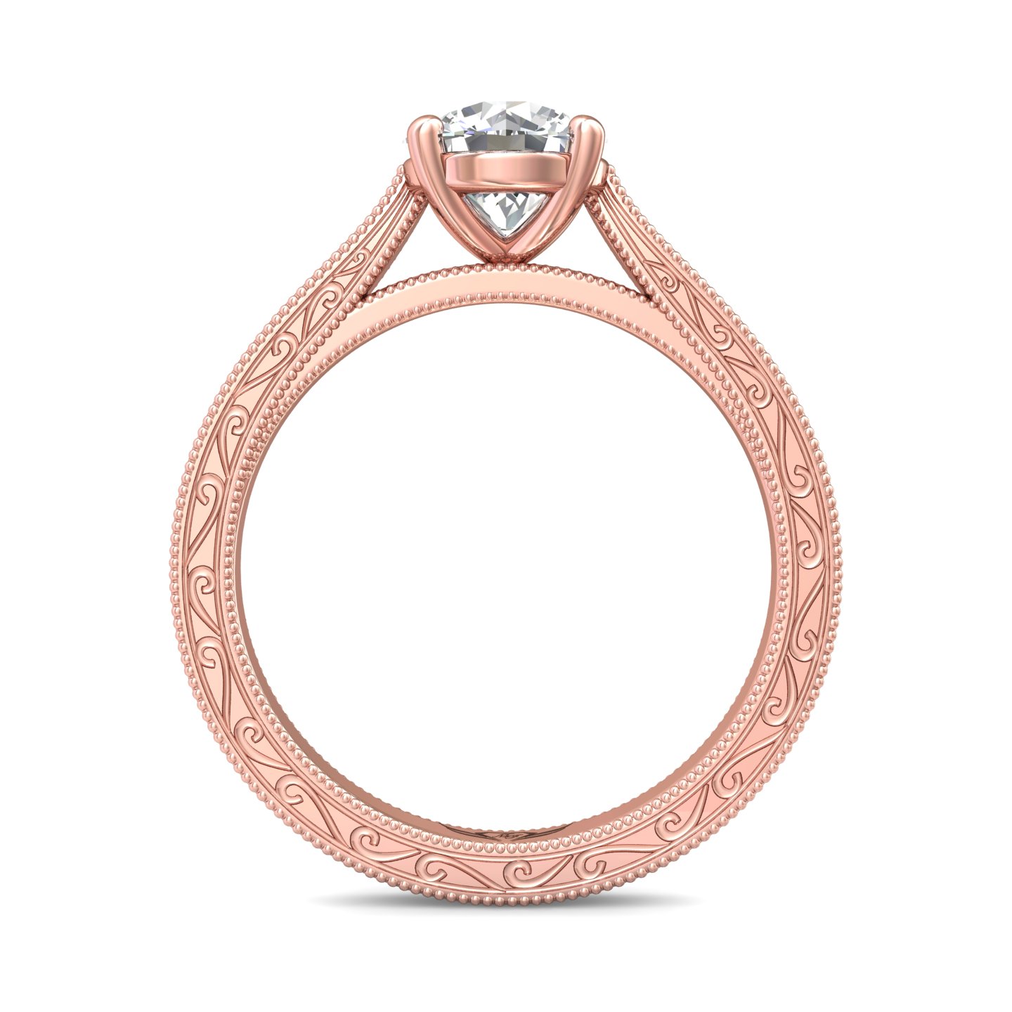 14K Rose Gold Round Diamond Engagement Ring