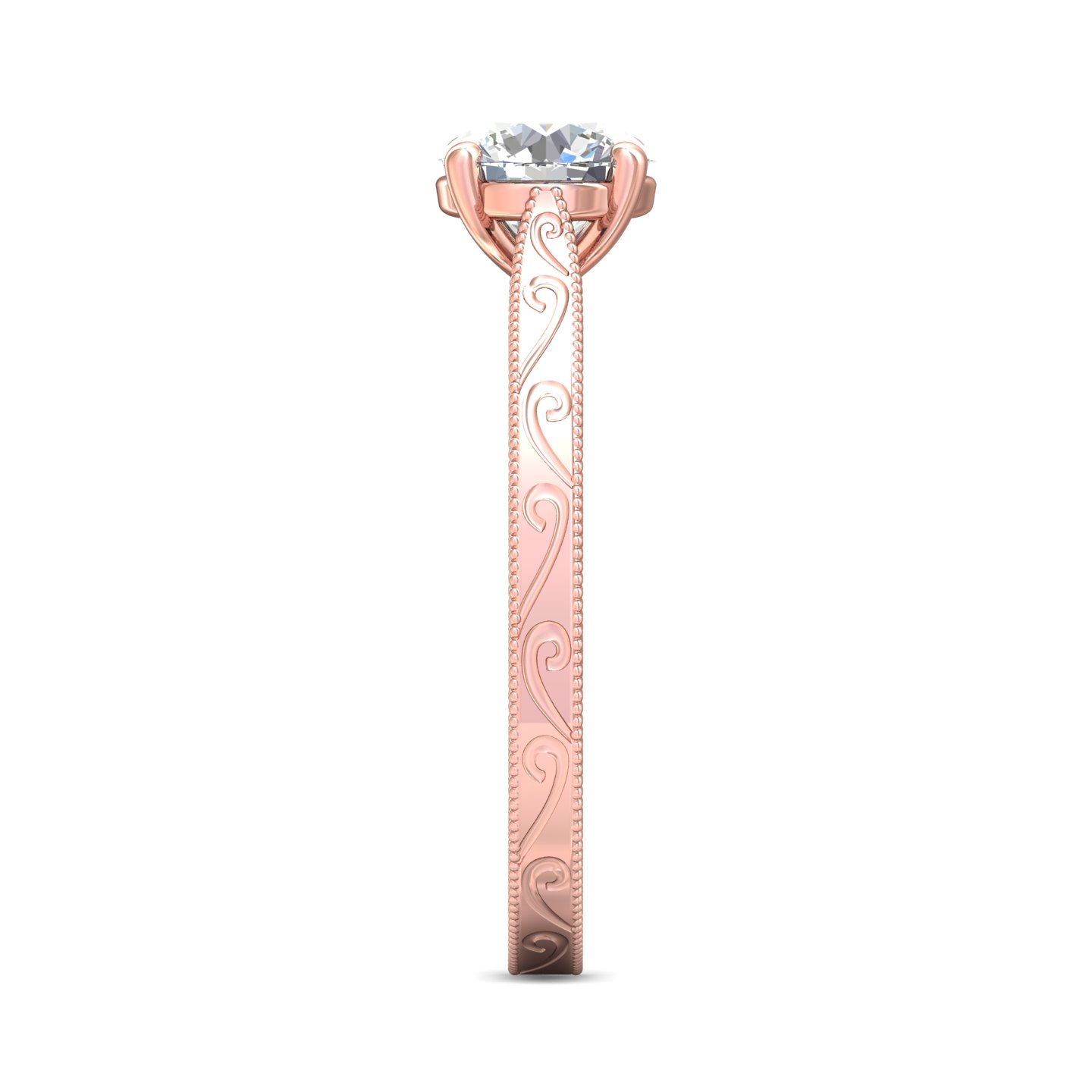 14K Rose Gold Round Diamond Engagement Ring