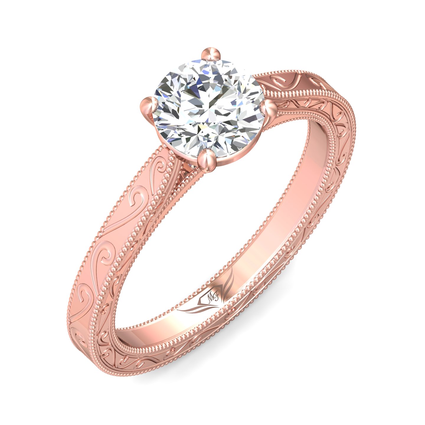 14K Rose Gold Round Diamond Engagement Ring