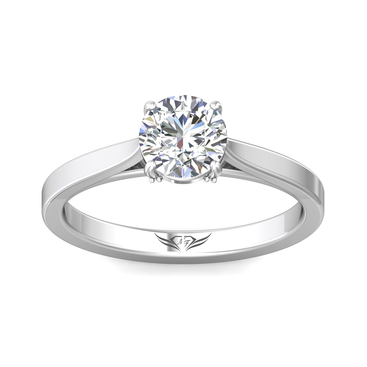 14K White Gold Round Diamond Engagement Ring