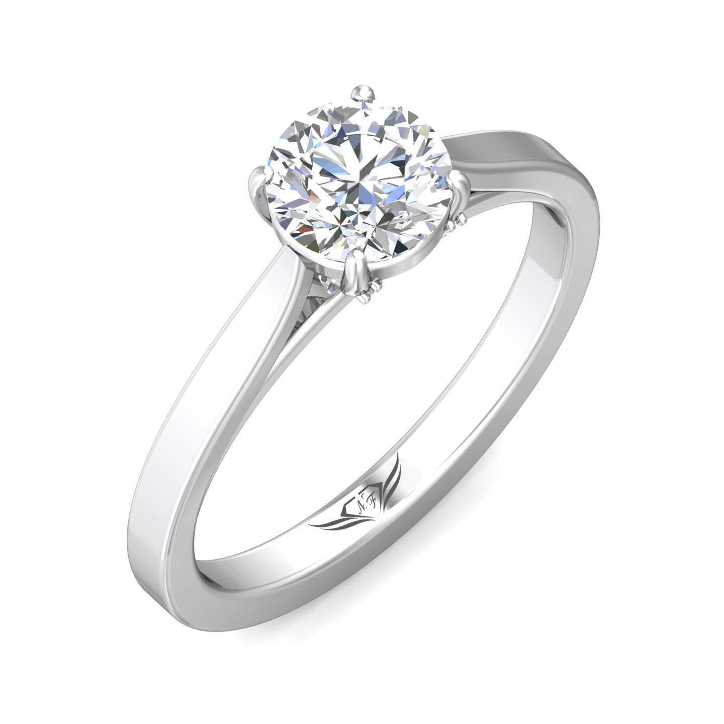 14K White Gold Round Diamond Engagement Ring