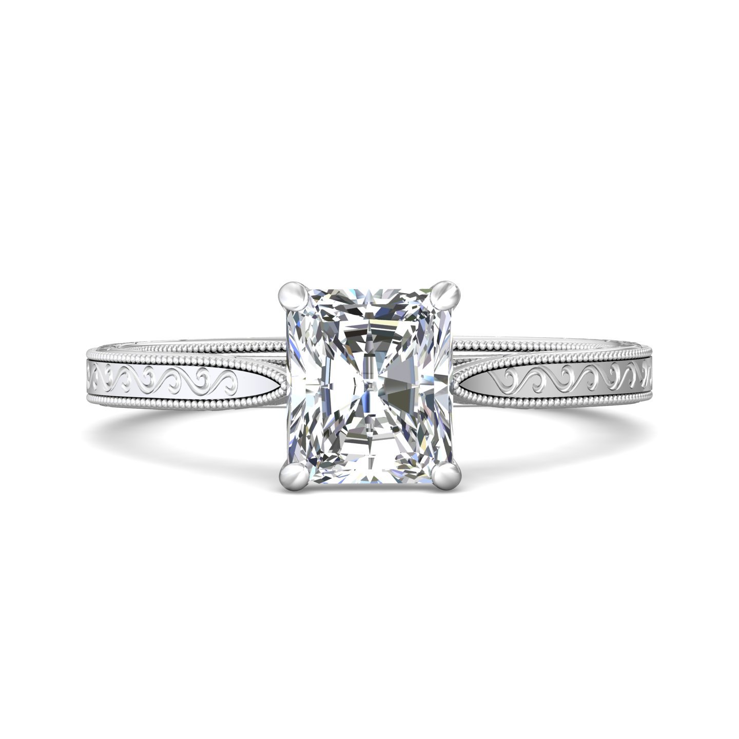 14K White Gold Radiant Diamond Engagement Ring