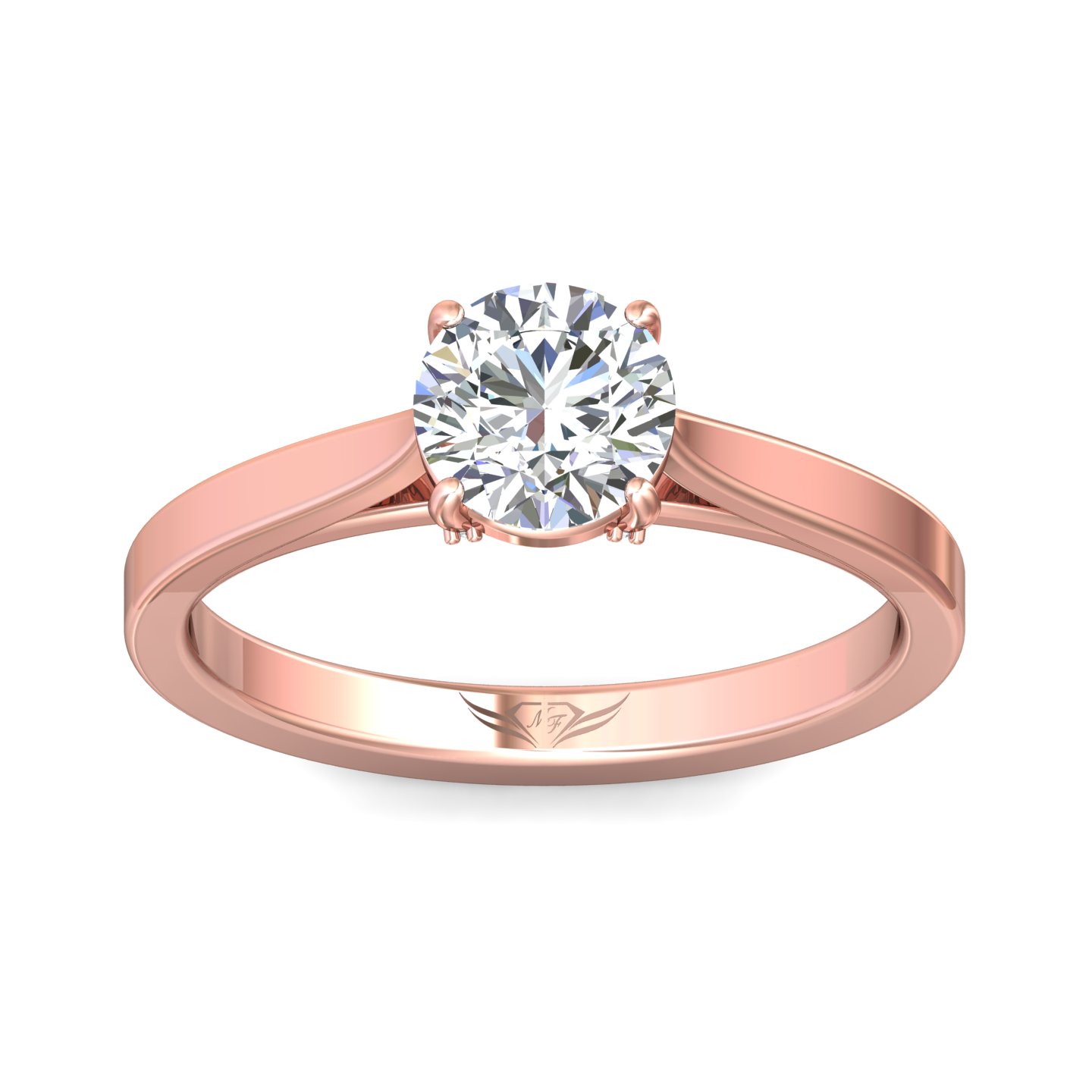 14K Rose Gold Round Diamond Engagement Ring