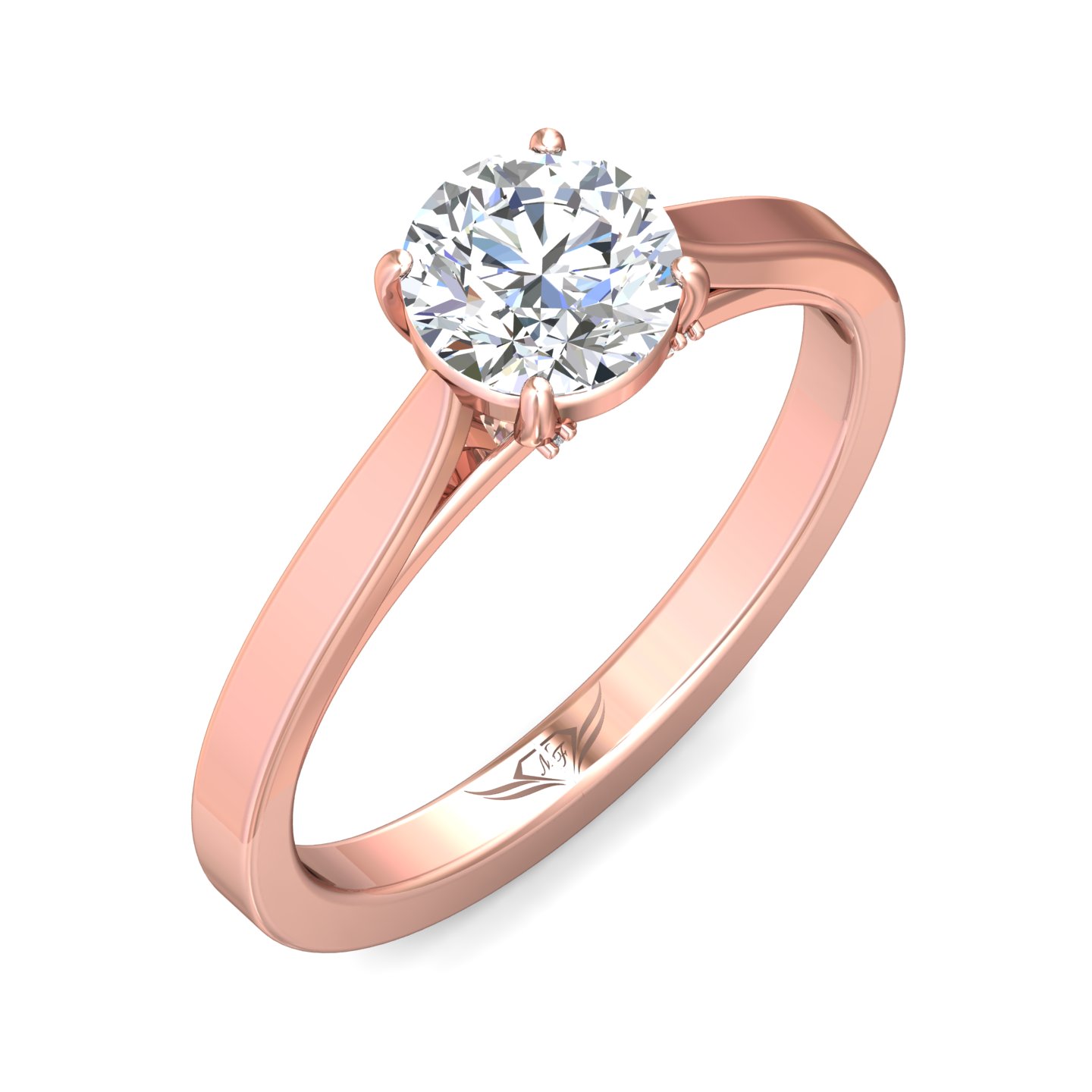 14K Rose Gold Round Diamond Engagement Ring