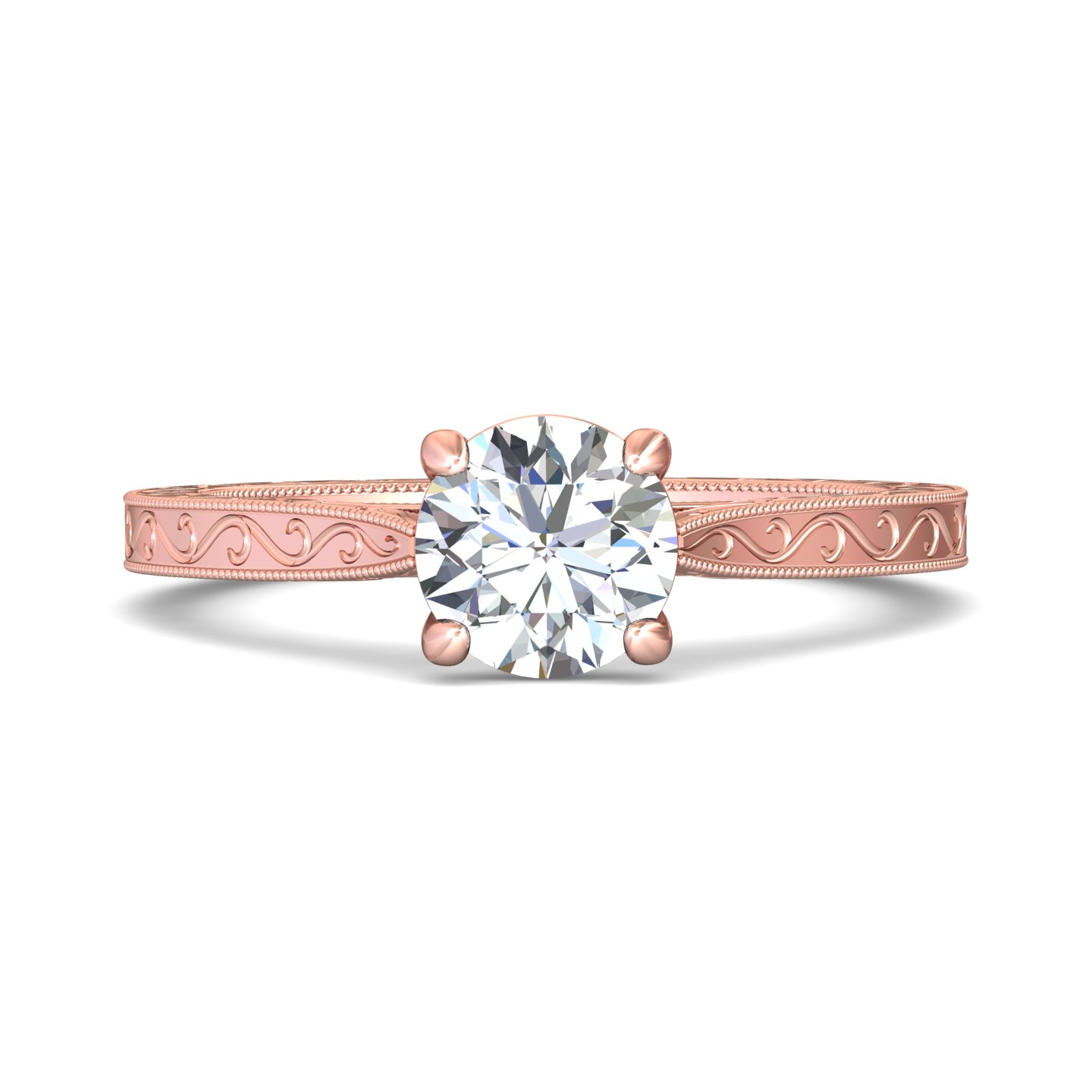 18k yellow gold round diamond engagement ring