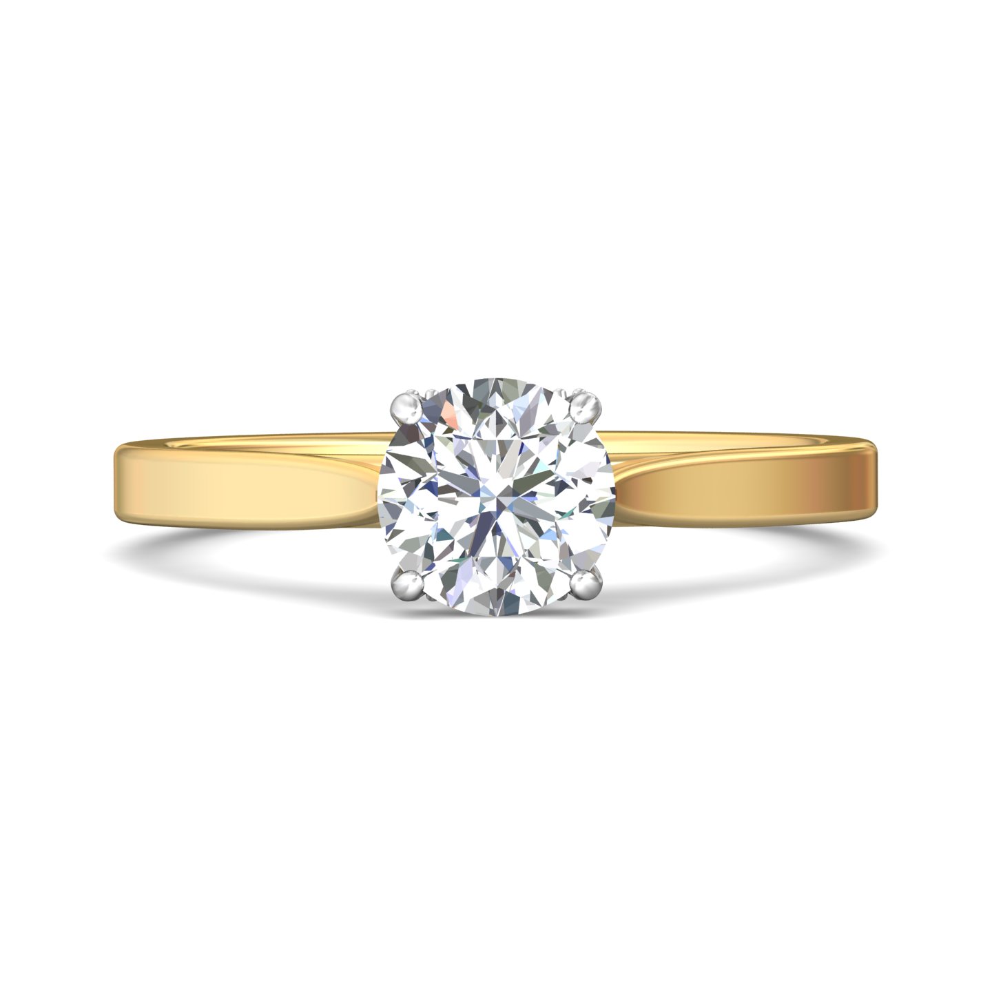 14K Yellow and White Gold Round Diamond Engagement Ring