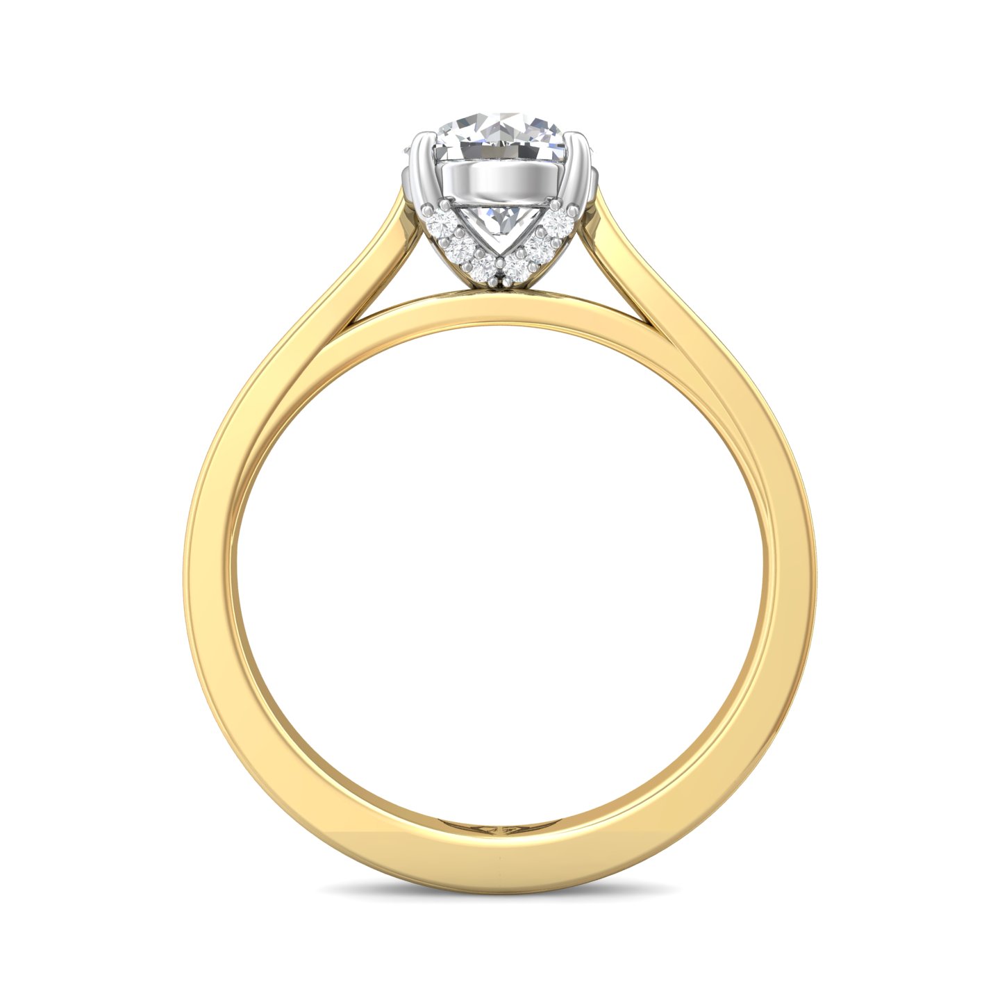 14K Yellow and White Gold Round Diamond Engagement Ring