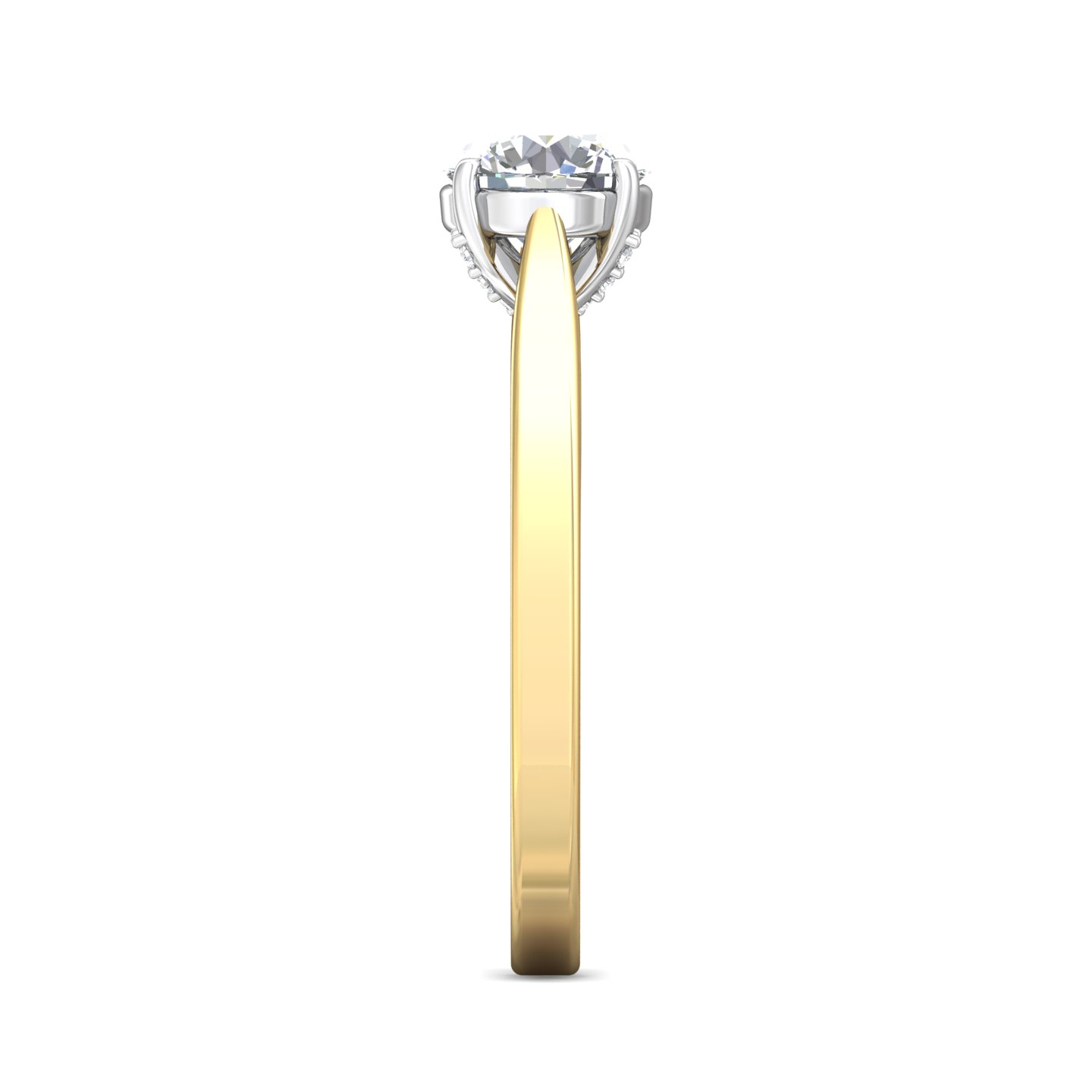 14K Yellow and White Gold Round Diamond Engagement Ring