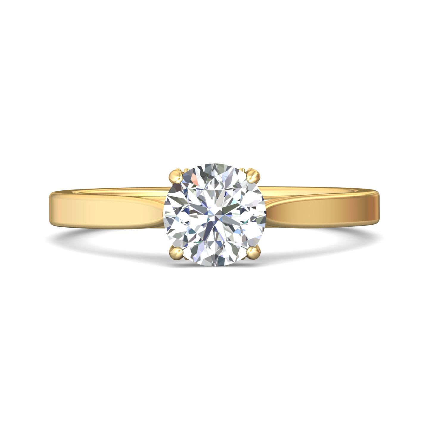 14K Yellow Gold Round Diamond Engagement Ring