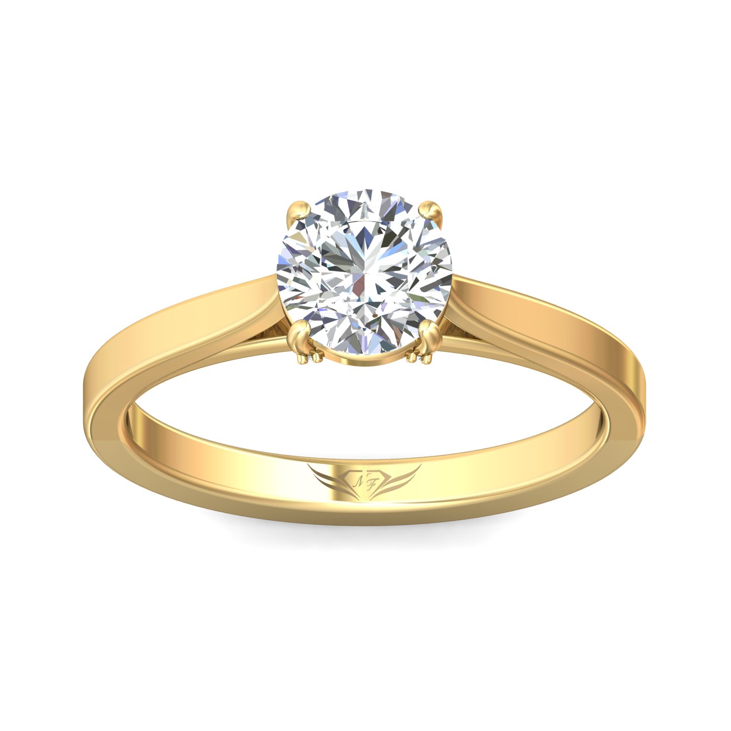 14K Yellow Gold Round Diamond Engagement Ring