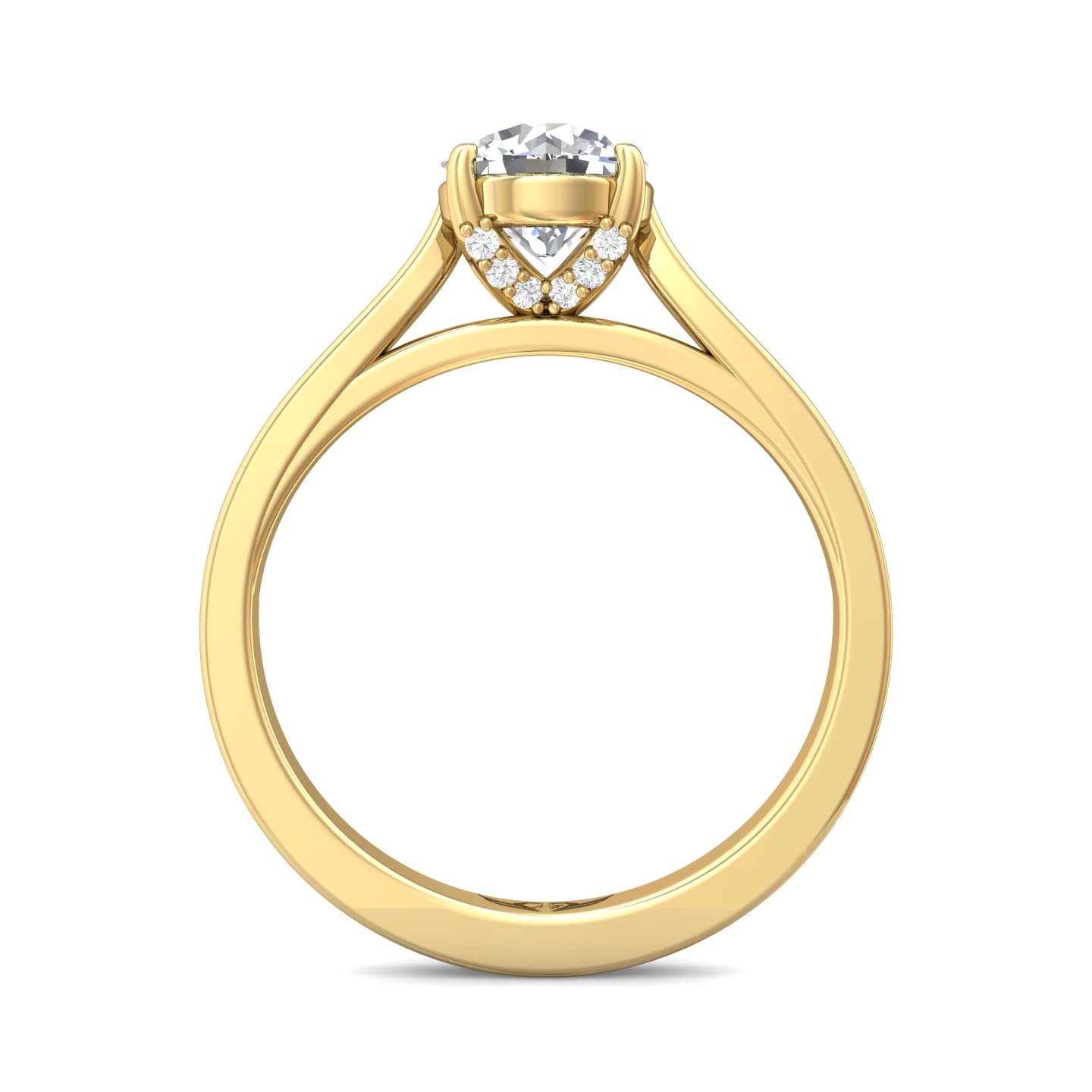 14K Yellow Gold Round Diamond Engagement Ring
