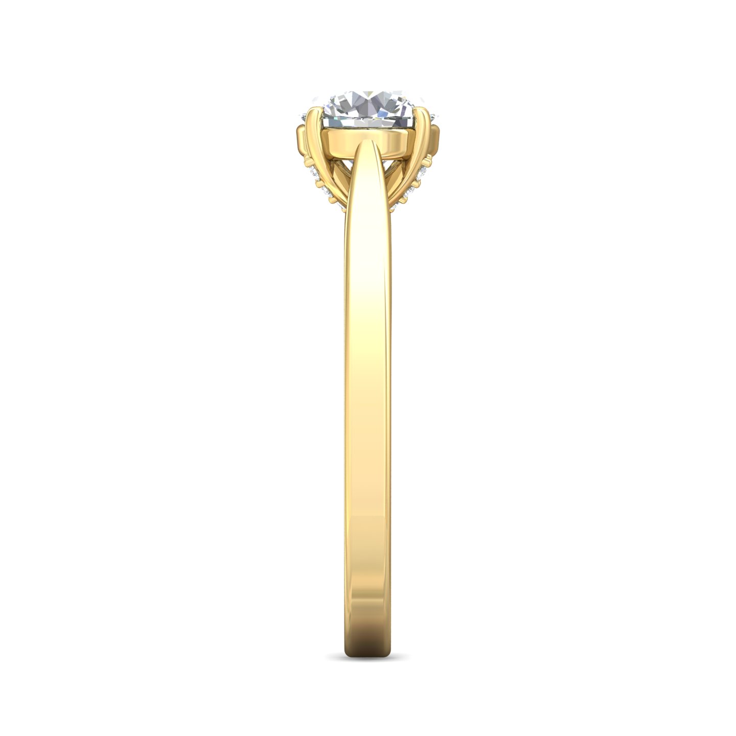 14K Yellow Gold Round Diamond Engagement Ring