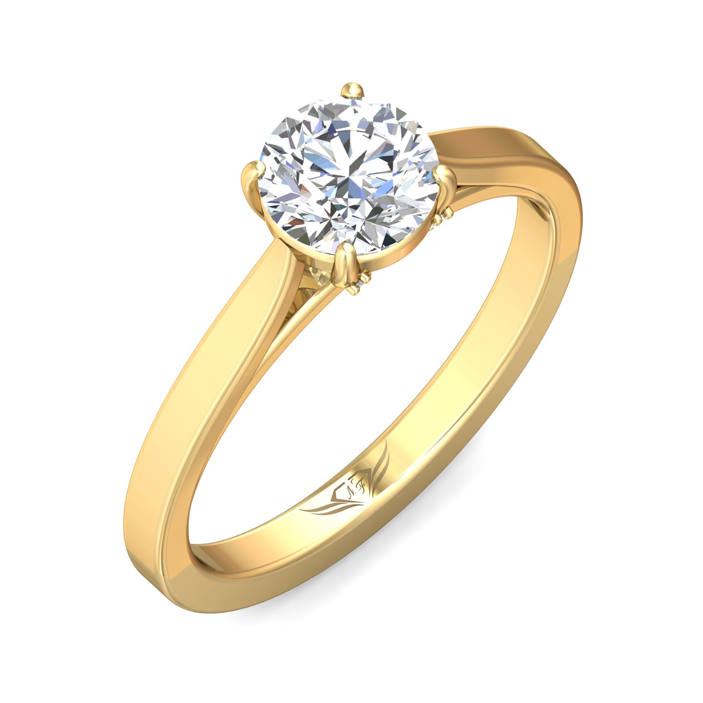 14K Yellow Gold Round Diamond Engagement Ring