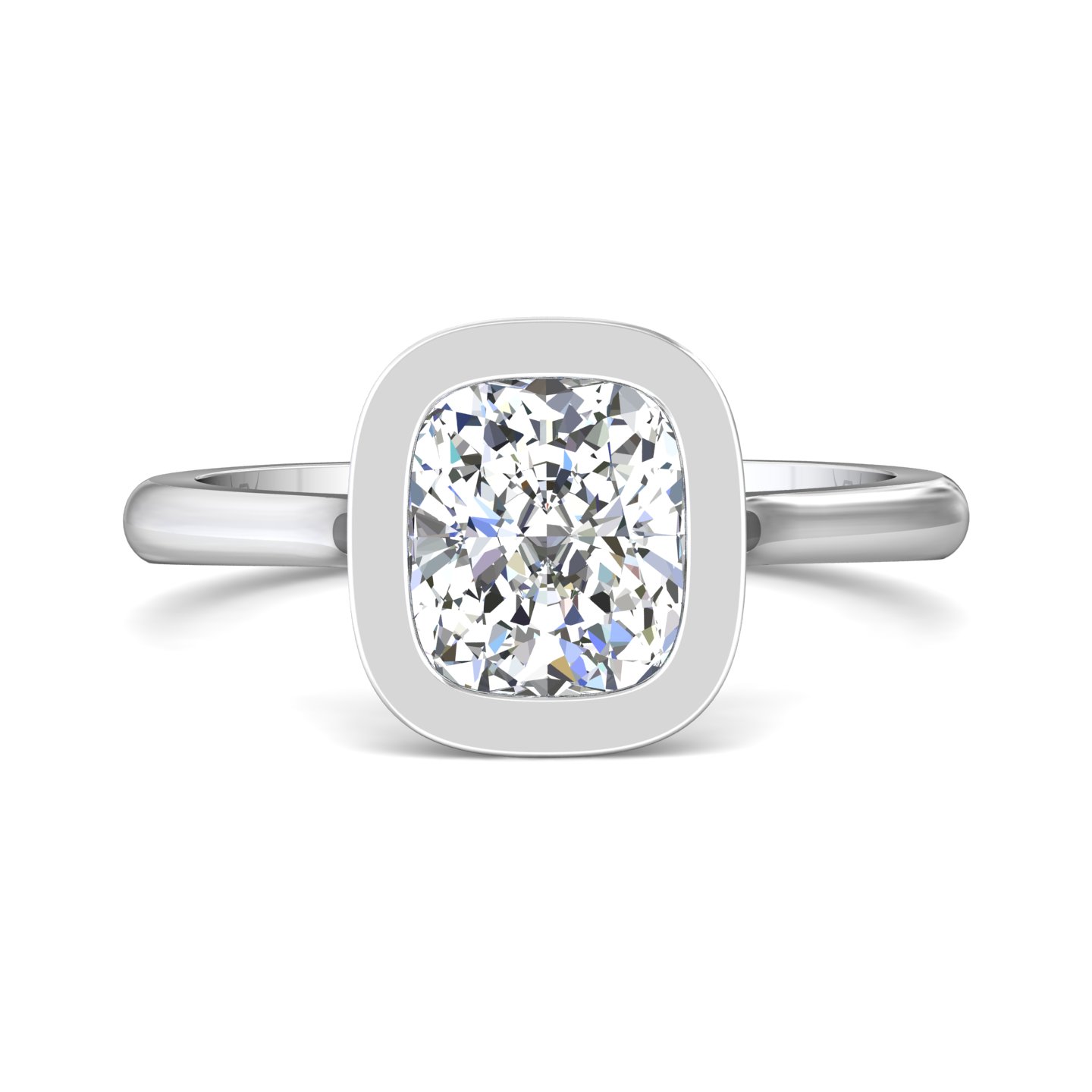  Platinum Cushion Diamond Engagement Ring