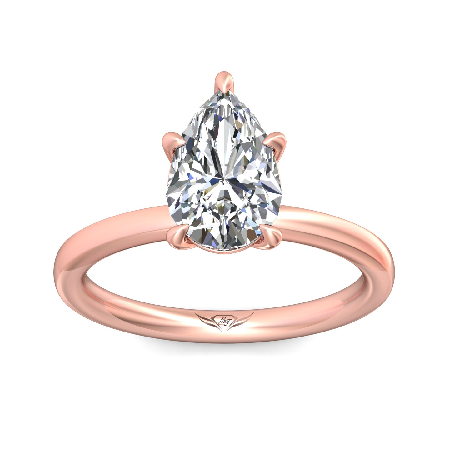 14K Rose Gold Pear Shape Diamond Engagement Ring