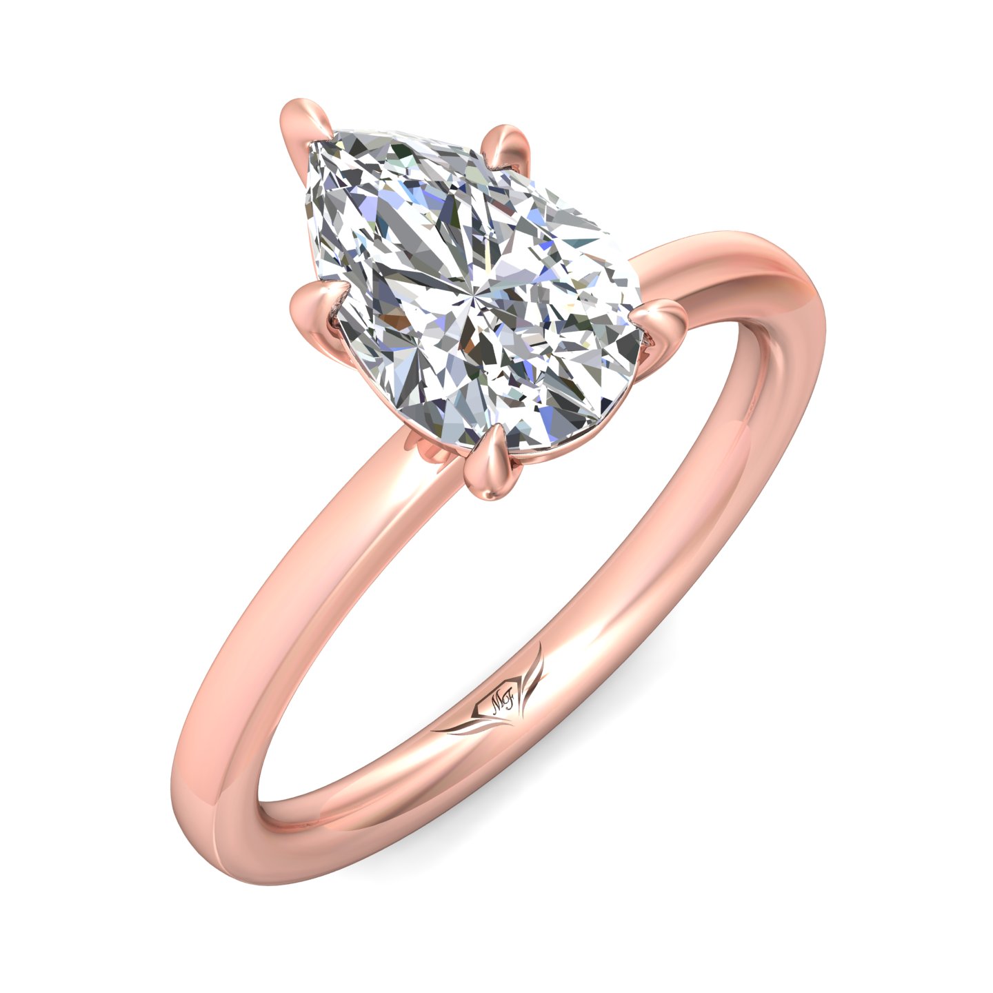 14K Rose Gold Pear Shape Diamond Engagement Ring