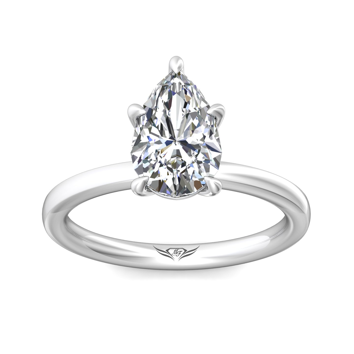 14K White Gold Pear Shape Diamond Engagement Ring
